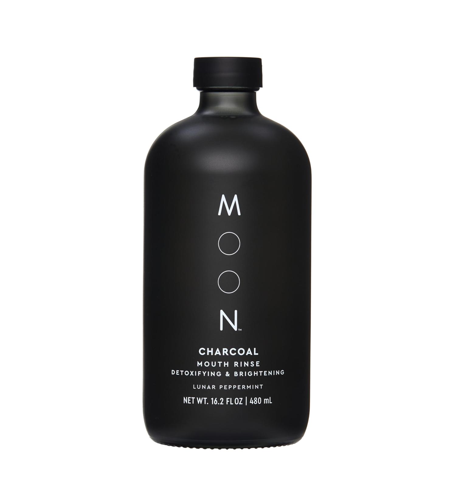 MOON Charcoal Mouth Rinse - Fluoride-Free Alcohol-Free Freshens Breath Detoxifies with Lunar Peppermint Flavor - 16 oz - International Shipping Available - Buy Online on GoSupps.com