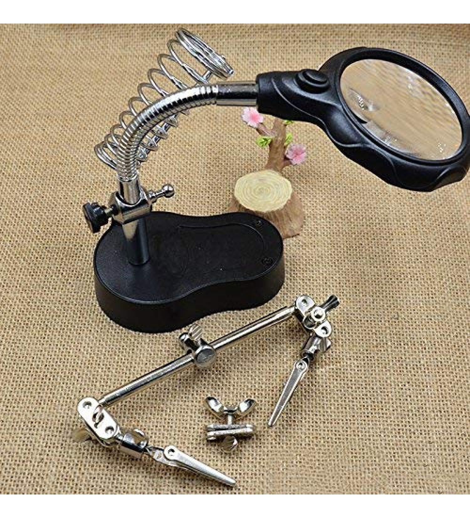 LED Illuminated Magnifier Iron Desktop Magnifier with LED Auxiliary Clip Stand Magnifier Made in China