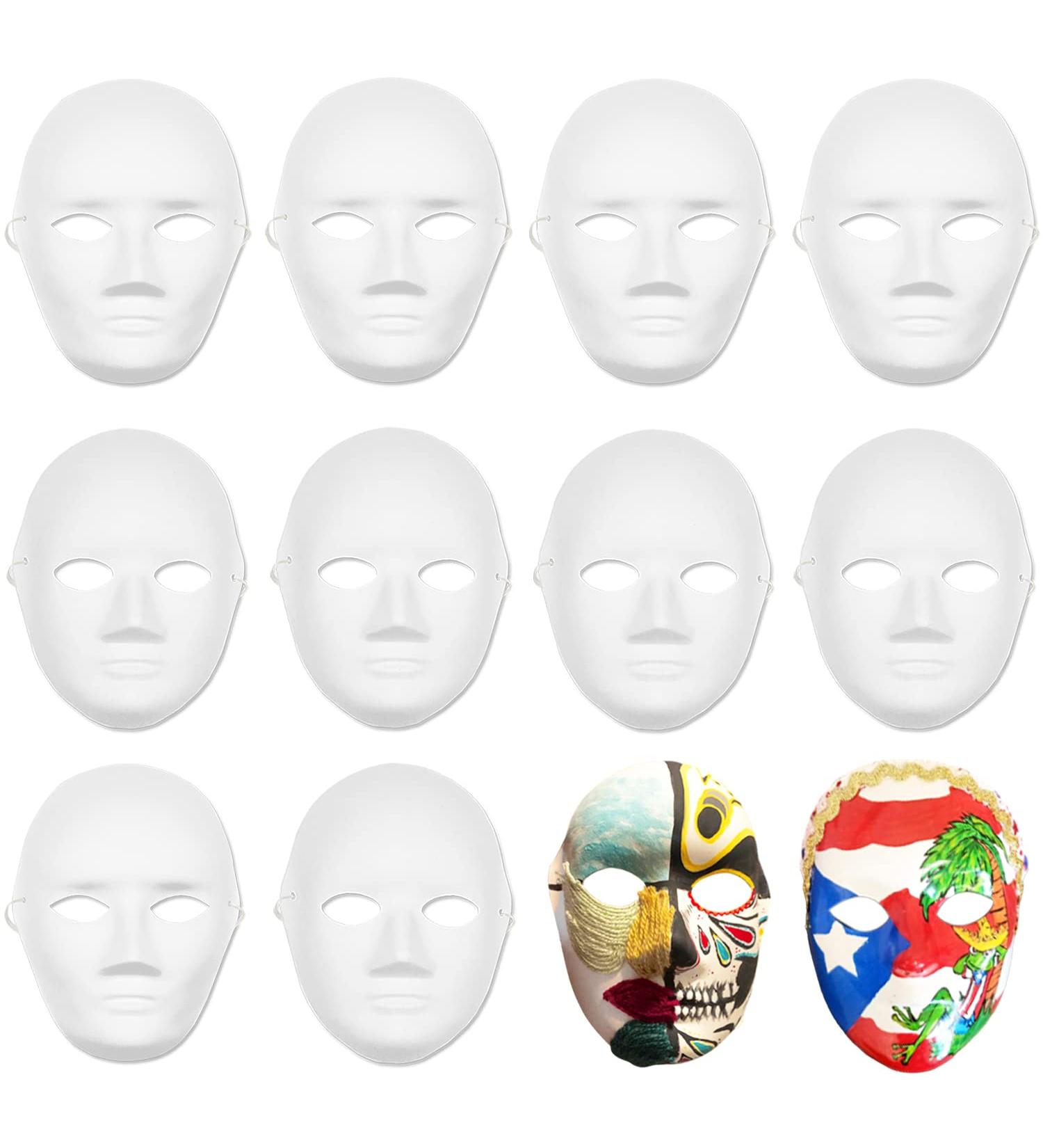 12 Pcs DIY White Paper Mache Masks for Masquerade Parties & Halloween Art - Paintable Masks with Elastic Straps - Buy Online on GoSupps.com