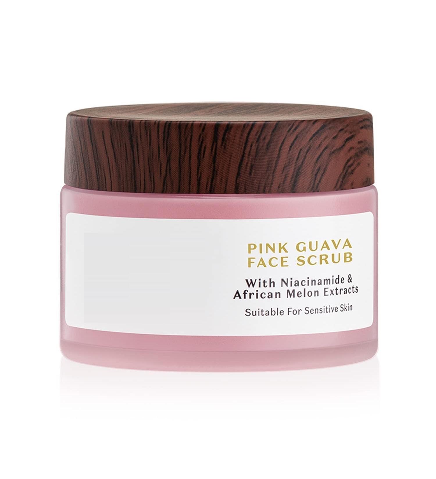AM Pink Guava Face Scrub with Niacinamide & African Melon| Gentle Exfoliation for a Clear & Glowing Skin | Tan removal | Suitable for Dry Oily | Sensitive & Acne Prone Skin | 50g