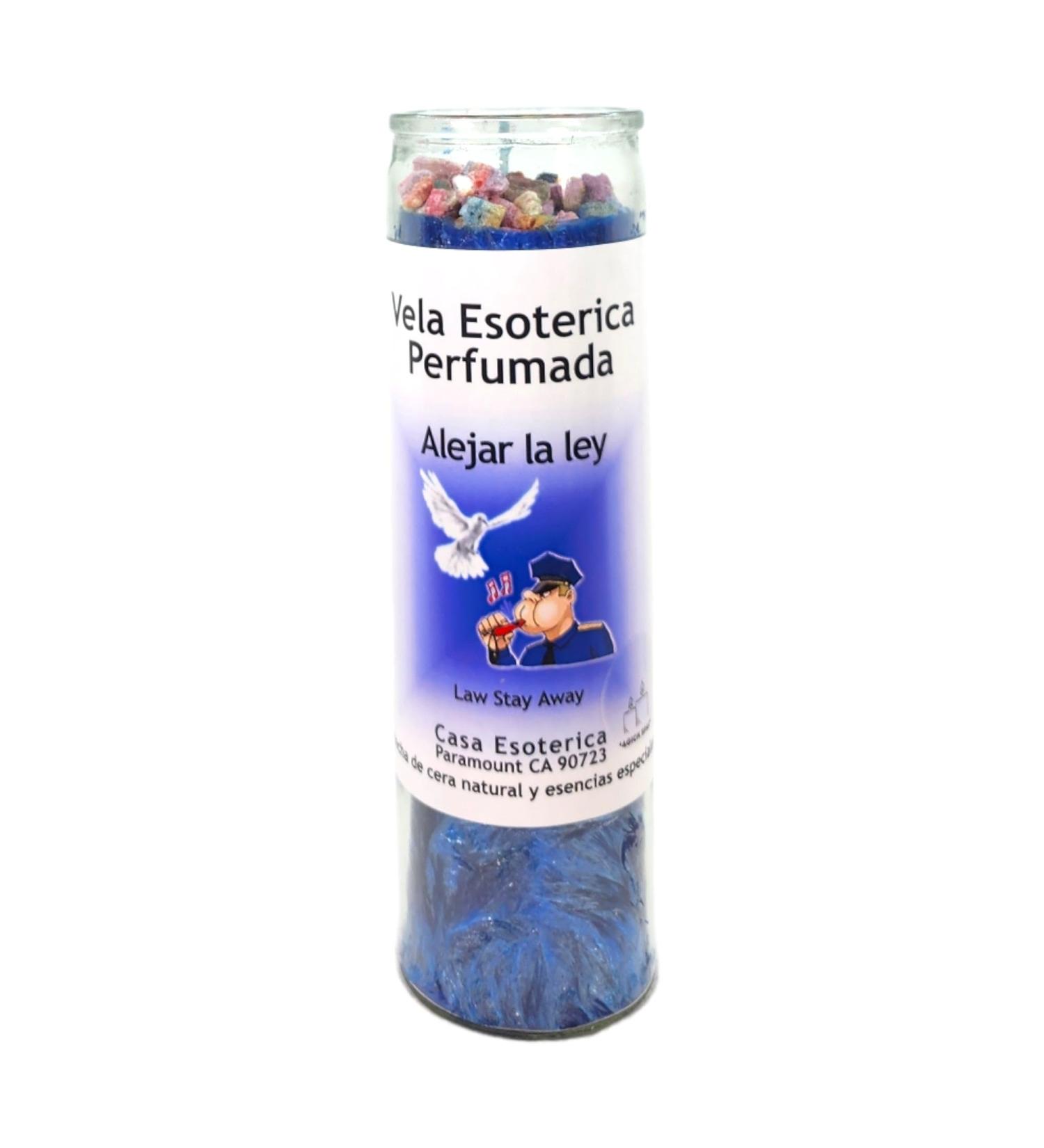 Law Stay Away Palm Wax Candle - Blue Spiritual Intention Spell | Vela CASA ESOTERICA PERFUMADA - (ALEJAR LA Ley) - International Shipping Available - Buy Online on GoSupps.com
