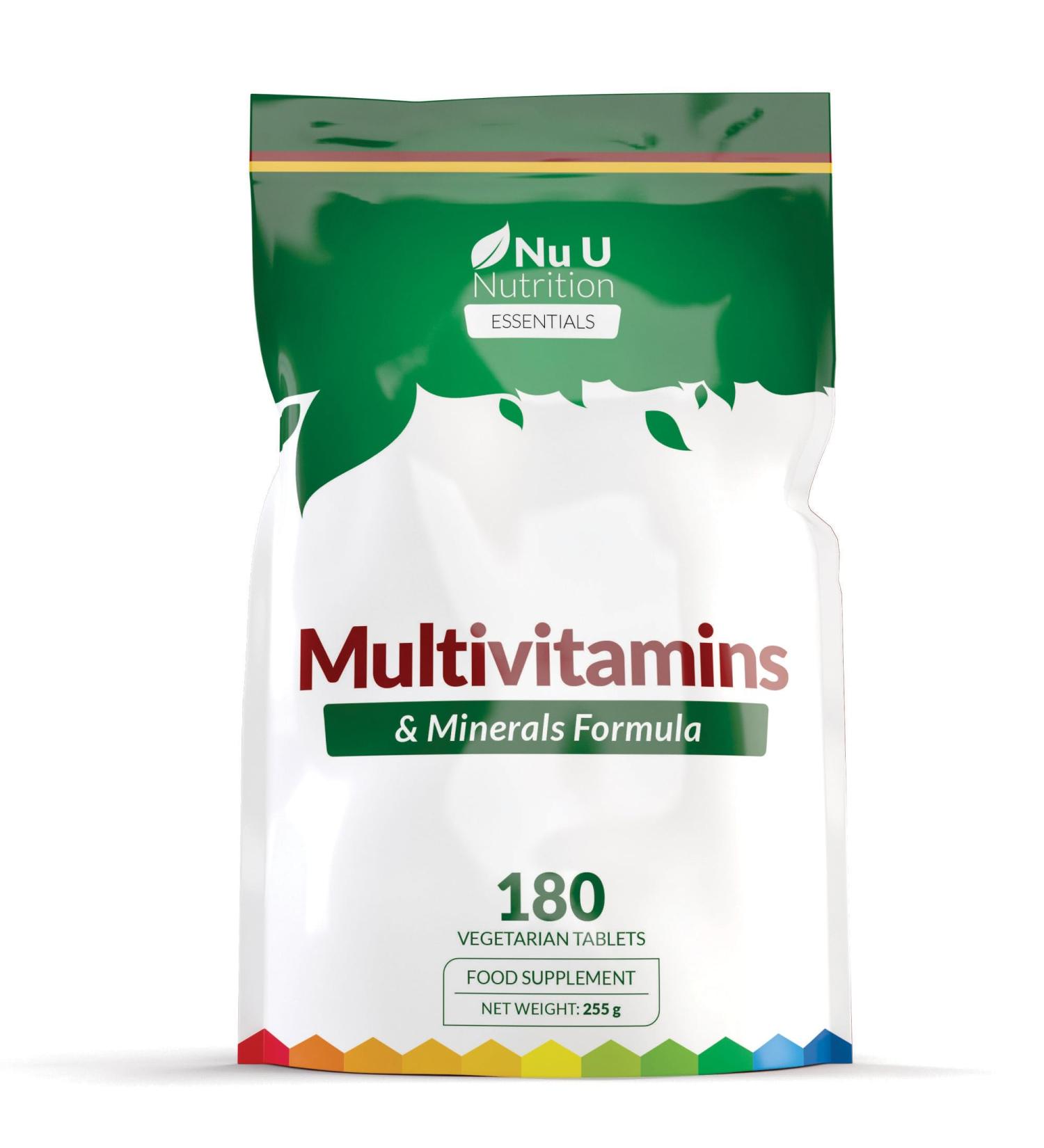 Multivitamin Tablets for Men & Women - 180 Tablets - 6 Month Supply - 25 A-Z Multivitamins & Minerals Including Iron Zinc & Vitamin D - One a Day - Vegetarian - Made in The UK - Nu U Nutrition 180 count (Pack of 1) - Buy Online on GoSupps.com