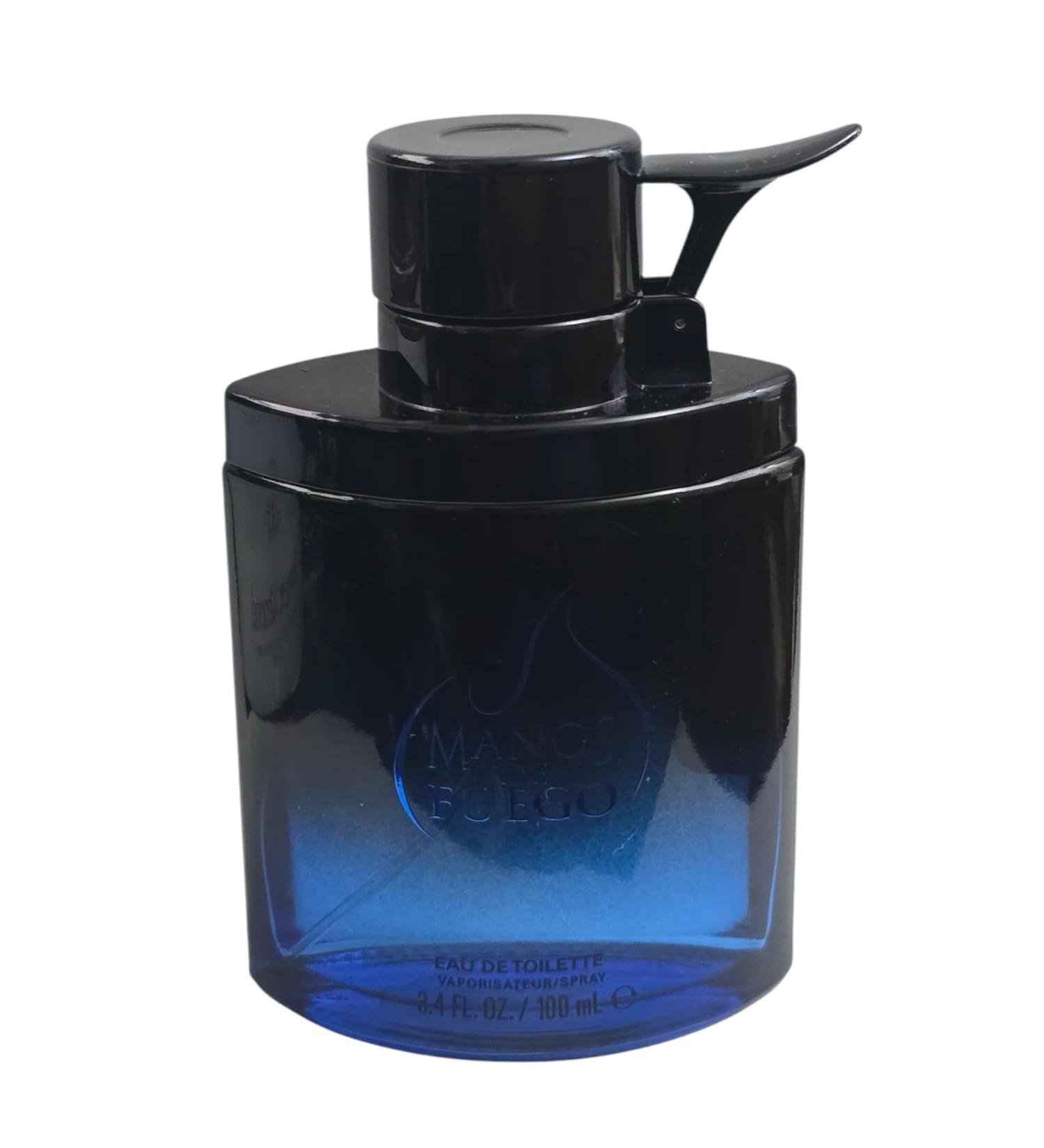 Manos De Fuego Azul Eau De Toilette for Men 3.4 fl oz Bergamot Black Pepper Sandalwood Patchouli Unboxed