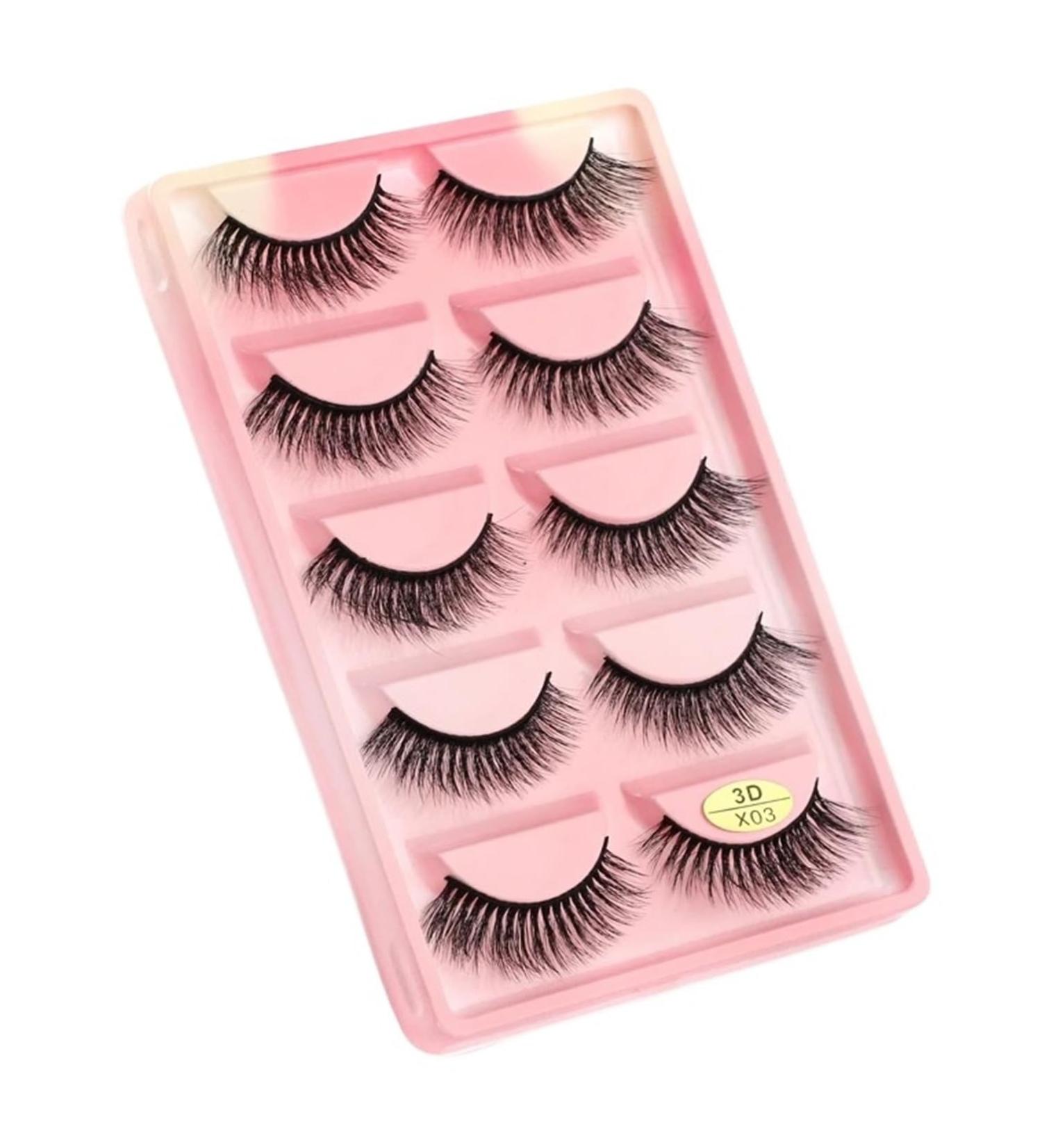 UAMOU Mink Eyelashes 10/50/100 Boxes Wispy 3D Mink Lashes Makeup Natural Long Volume False Eyelashes Bulk Faux Cils Custom Cheerfully (Color : 5 Pairs X03CS Size : 50 Boxes) - Buy Online on GoSupps.com