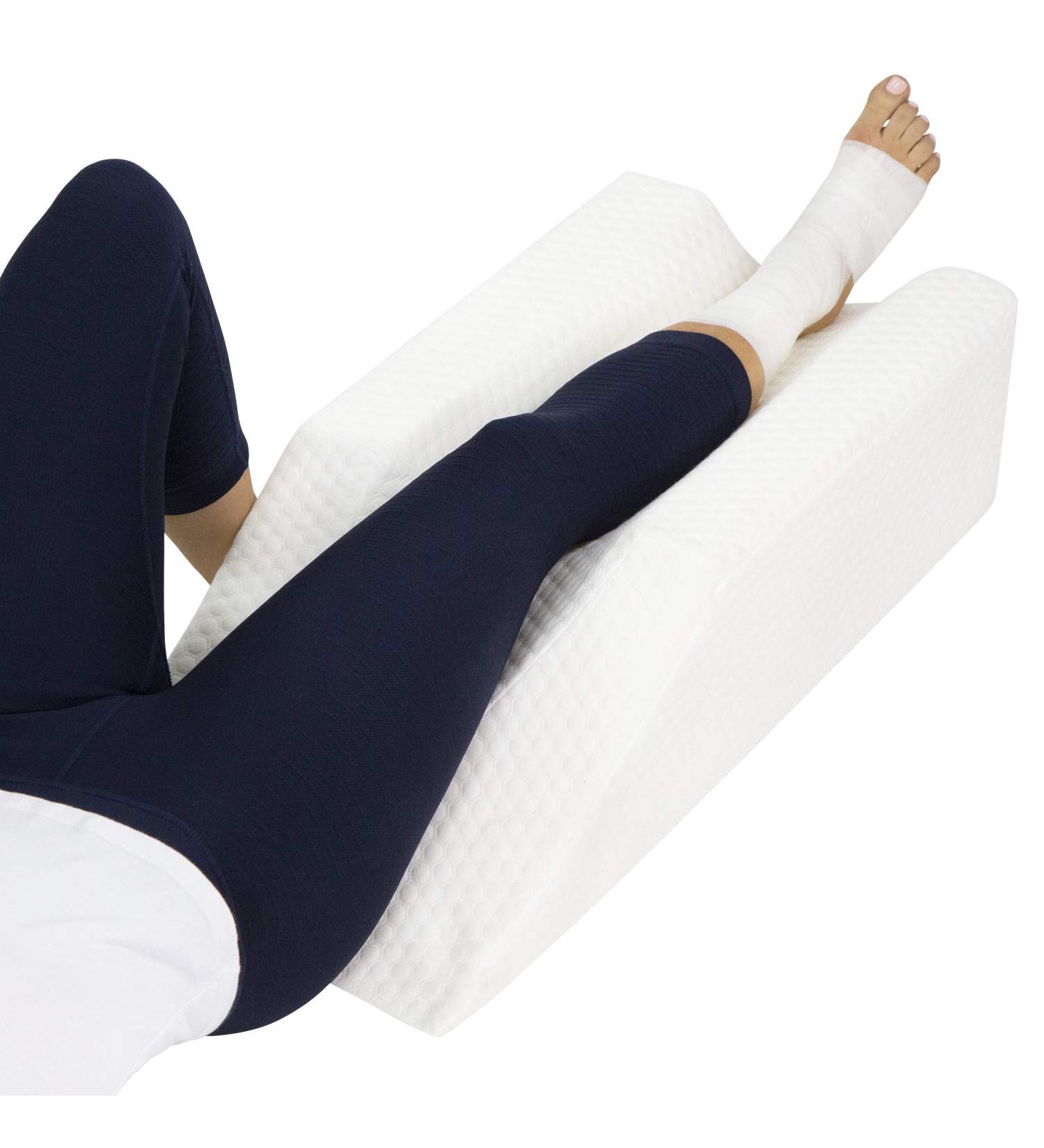 Xtra-Comfort Leg Elevation Pillow | Swelling & Recovery Support - Firm Wedge Rest for Knee, Ankle, Foot Injury - Pain Relief & Better Sleep - Improve Circulation | White - Buy Online on GoSupps.com
