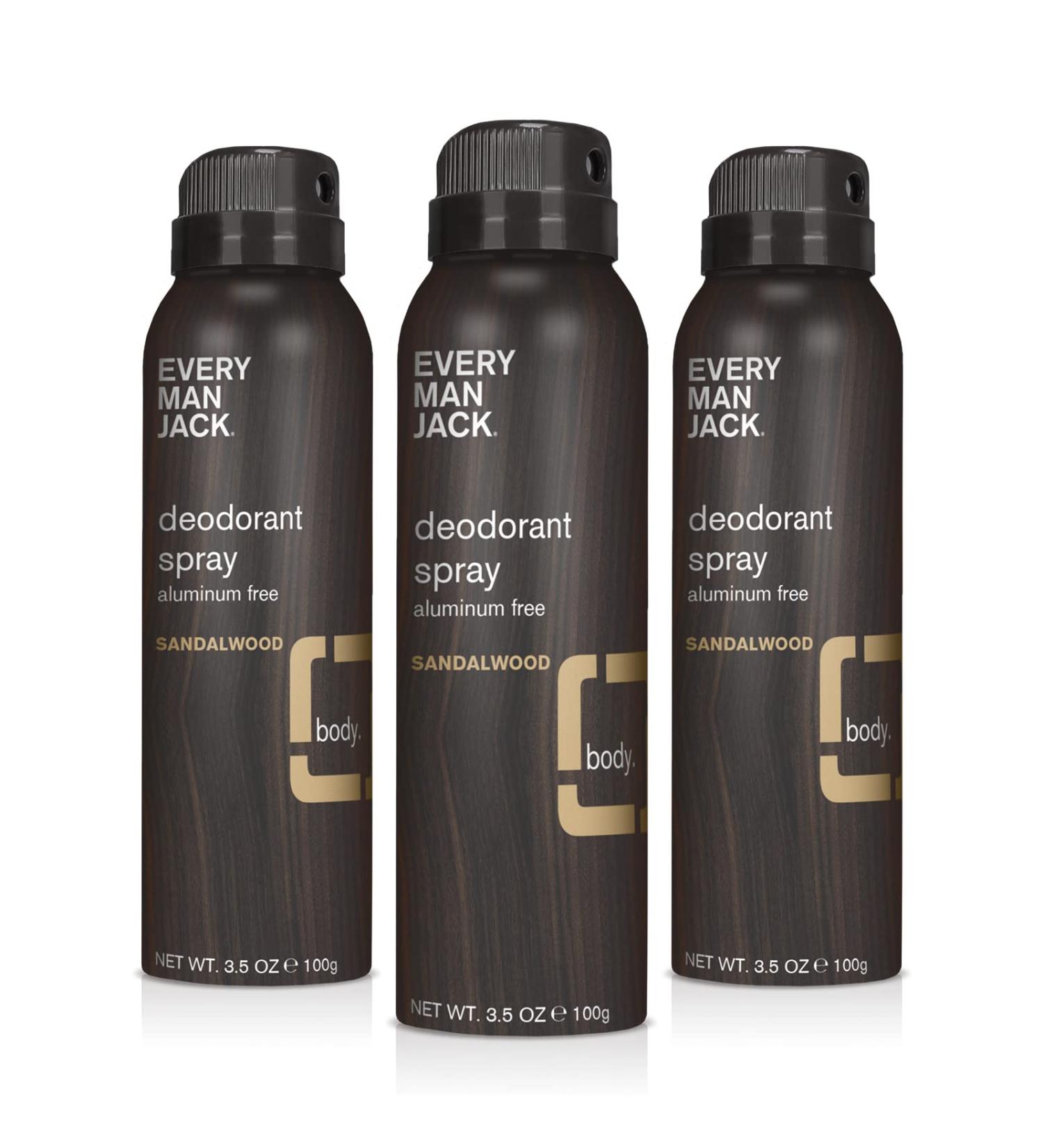 Every Man Jack Sandalwood Deodorant Dry Spray - Aluminum-Free & Long Lasting - 3.5 oz (Pack of 3) - Buy Online on GoSupps.com