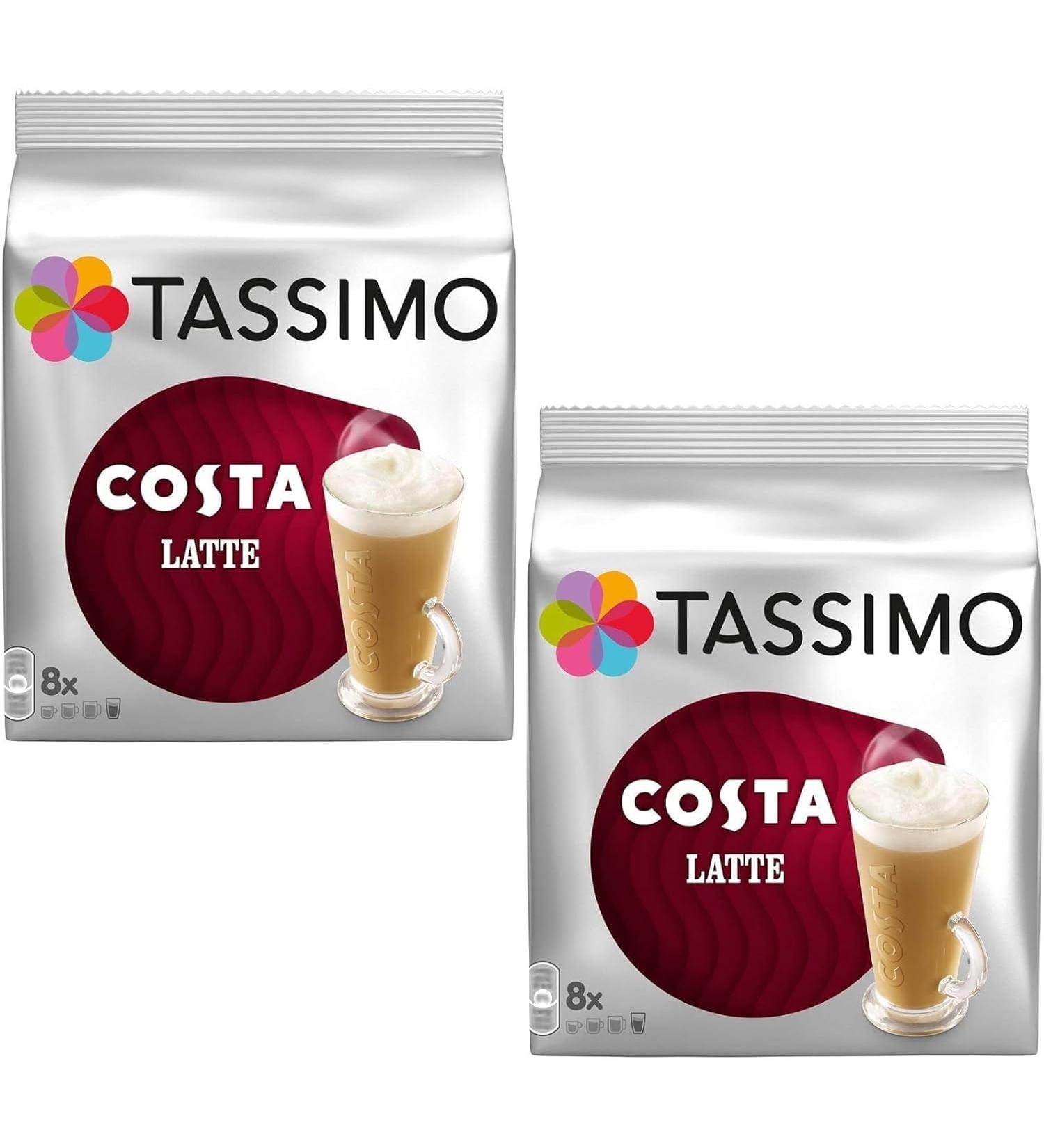 Tassimo Costa Latte Pods 2 Pack - 32 T-Discs / 16 Drinks (Total 2 Packs) - Buy Online on GoSupps.com