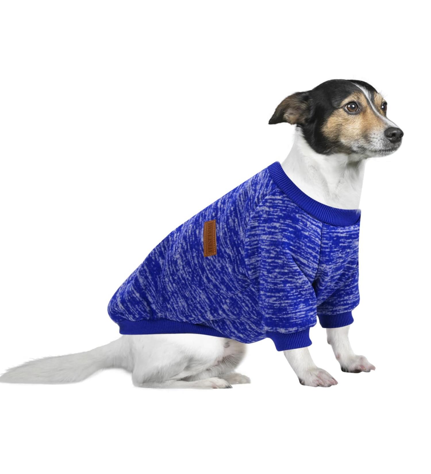Shop Hualisiji 4XL Dog Sweater - Warm & Light Dark Blue Hoodie for Large Dogs | Soft & Elastic Fabric - Buy Online on GoSupps.com