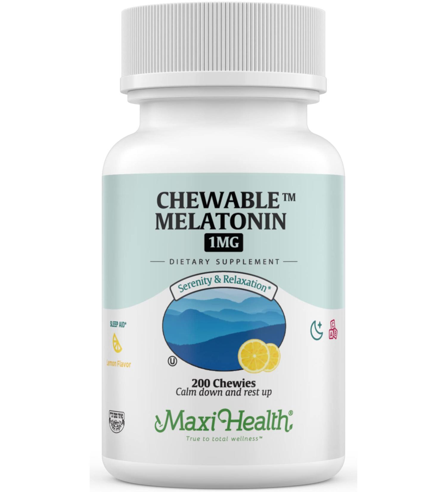 Maxi Health Chewable Melatonin Kosher Lemon Flavor Melatonin for Adults & Kids Natural Aid for Adults & Children Melatonin Chewables Alternative to Melatonin Gummies Kids Dose (200 Count) 200 Count (Pack of 1) - Buy Online on GoSupps.com