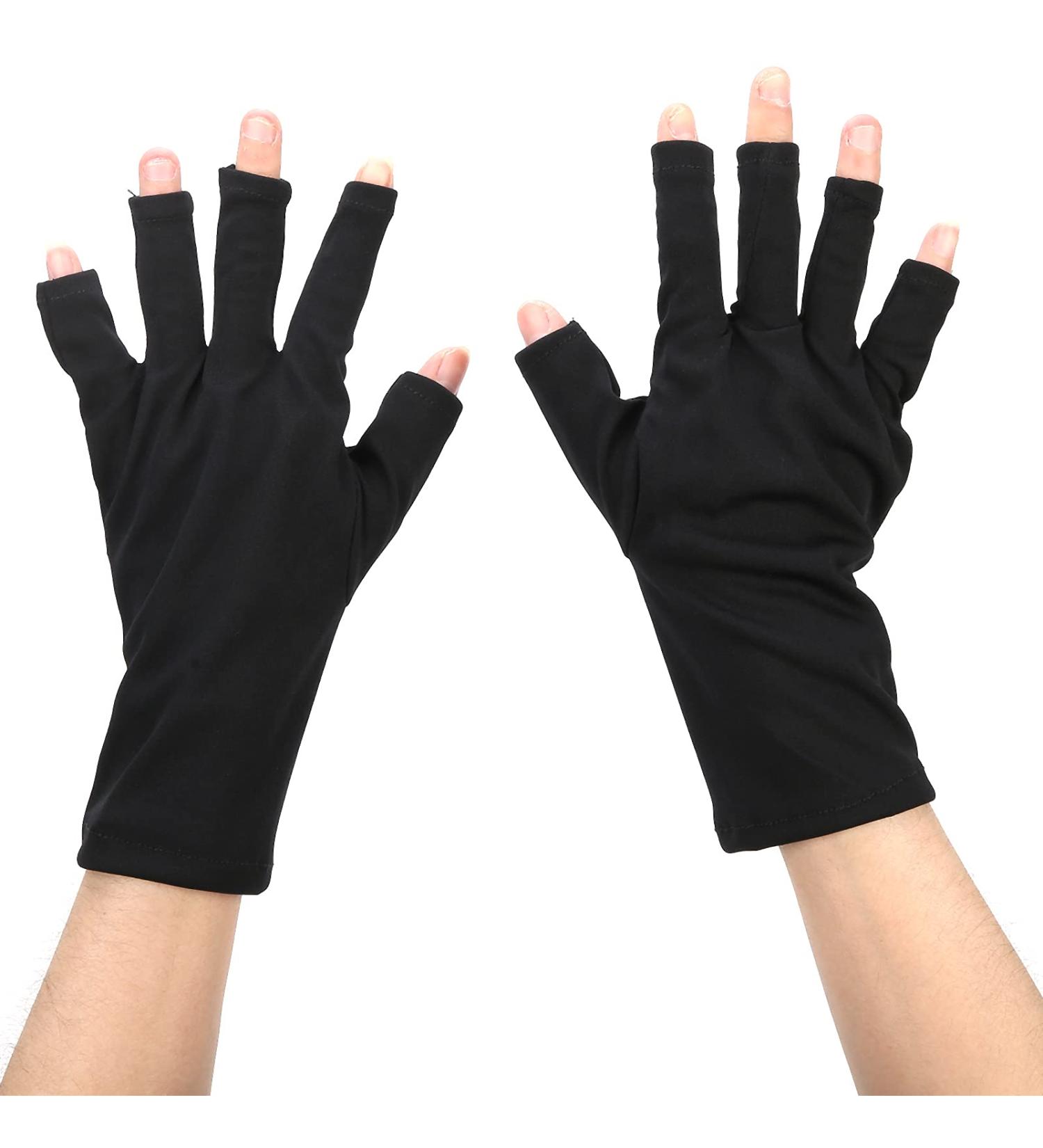 UV Protection Manicure Gloves for Gel Manicures 1Pair Stretchy Breathable Fingerless Design Fiber Cotton Nail Lamp Gloves for Home and Salon Use Prevents UV Damage (Black) - Buy Online on GoSupps.com