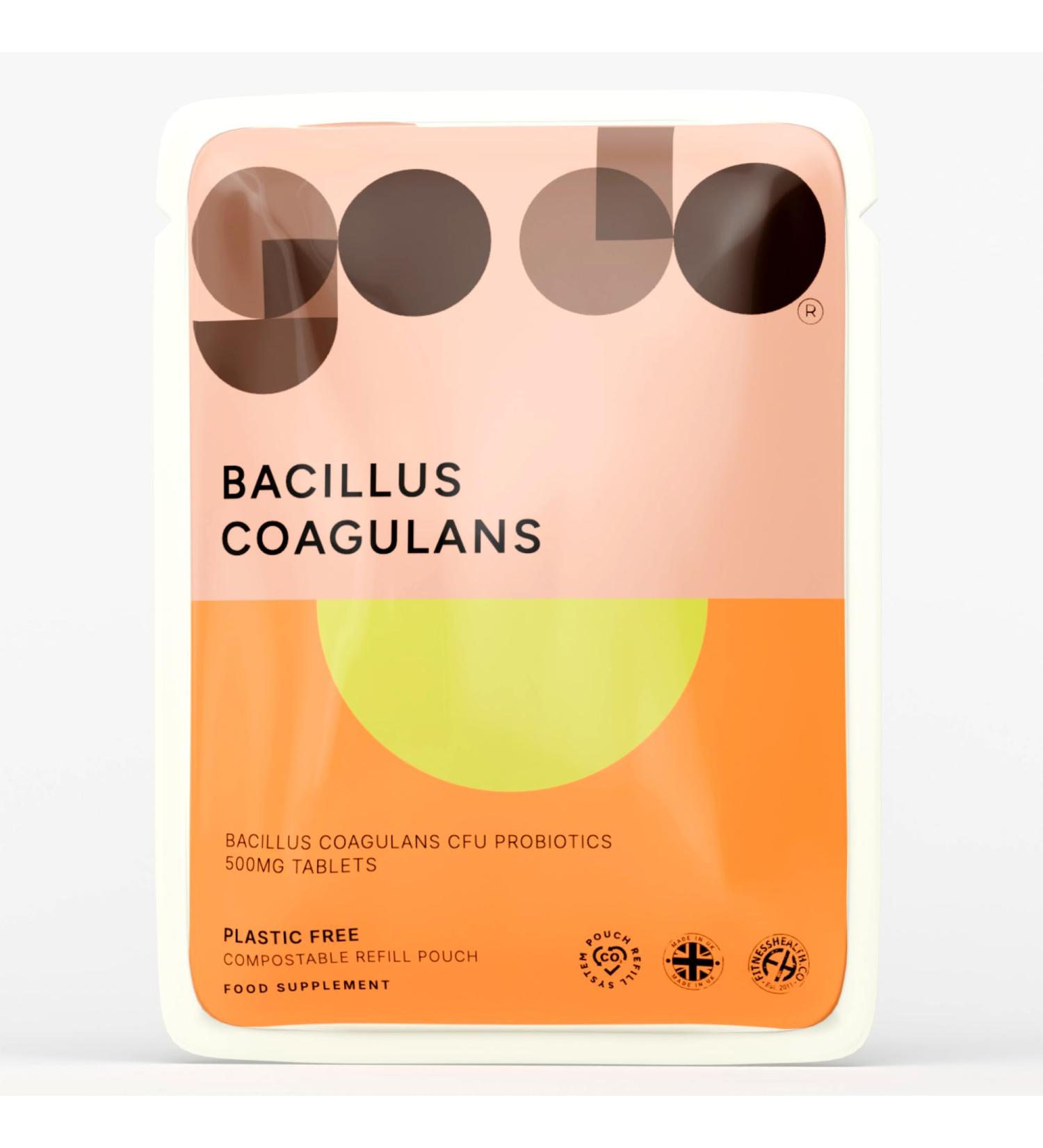 Bacillus Coagulans 500 Million CFU Live Probiotics - 120 Tablets - UK Made Vegan Digestive & Immune Support - Spore Based Gut Health - Plastic Free Refill Pouches 120 Count (Pack of 1) - Buy Online on GoSupps.com