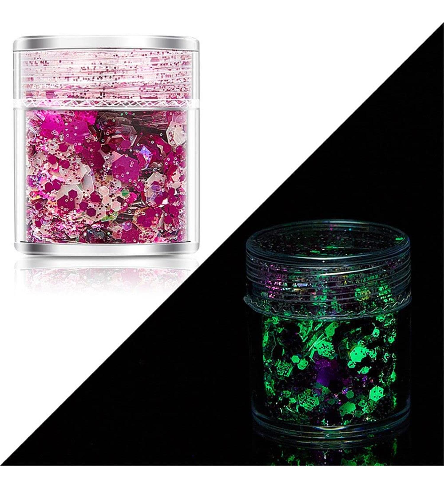Epoxy Mold Jewelry Glow in The Dark DIY Beauty 24 Colors Nail Art Glitter Luminous Nail Powder Hexagon Sequins Neon Sequins(19) - Buy Online on GoSupps.com