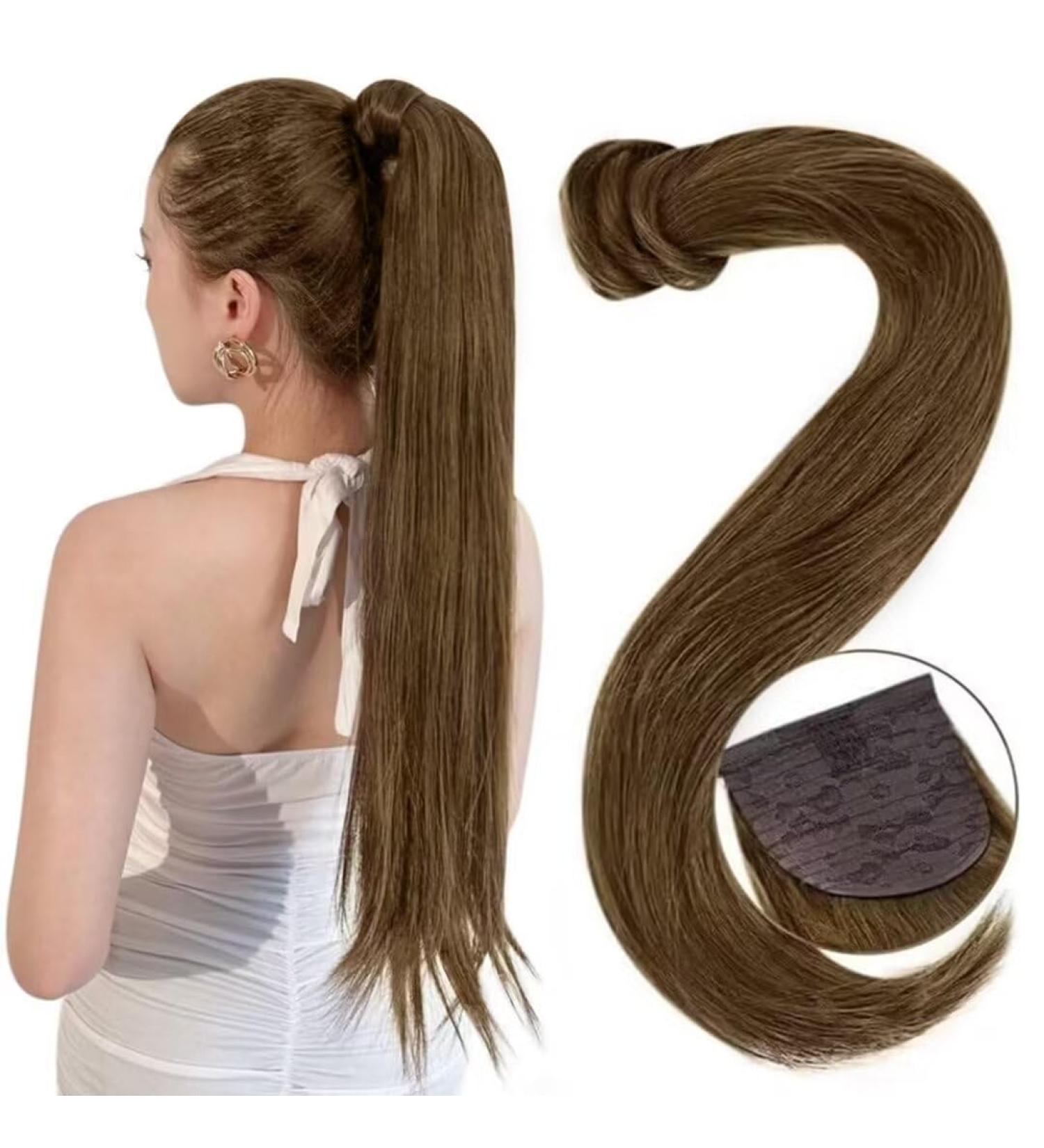 Easyouth Remy Clip in Ponytail Hair Extensions - Medium Brown 14 Inch 70g - Buy Online on GoSupps.com