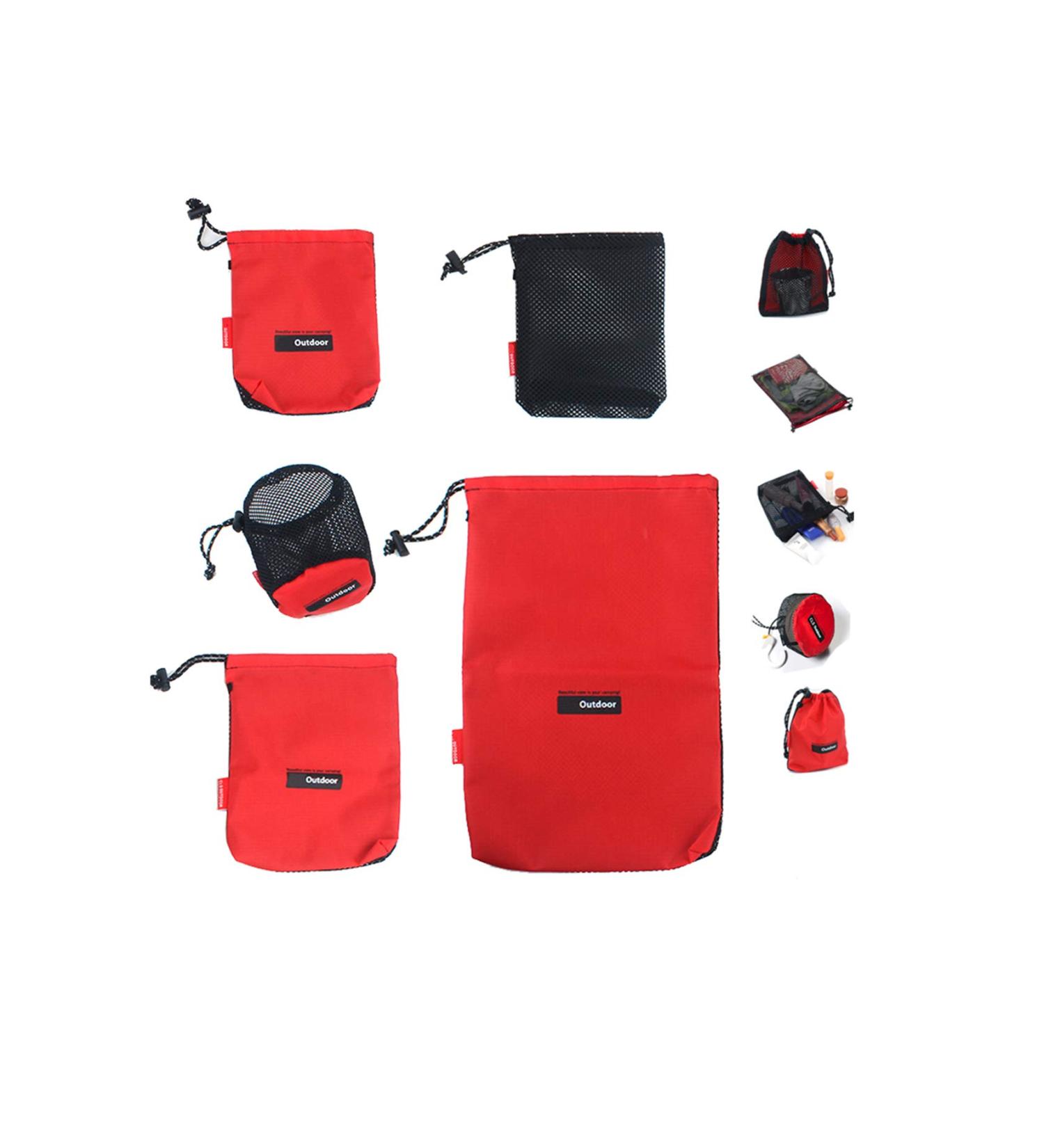 5-in-1 Nylon Drawstring Bags Set for Camping & Travel - Multi-Use Storage Pouches Pack - Buy Online on GoSupps.com