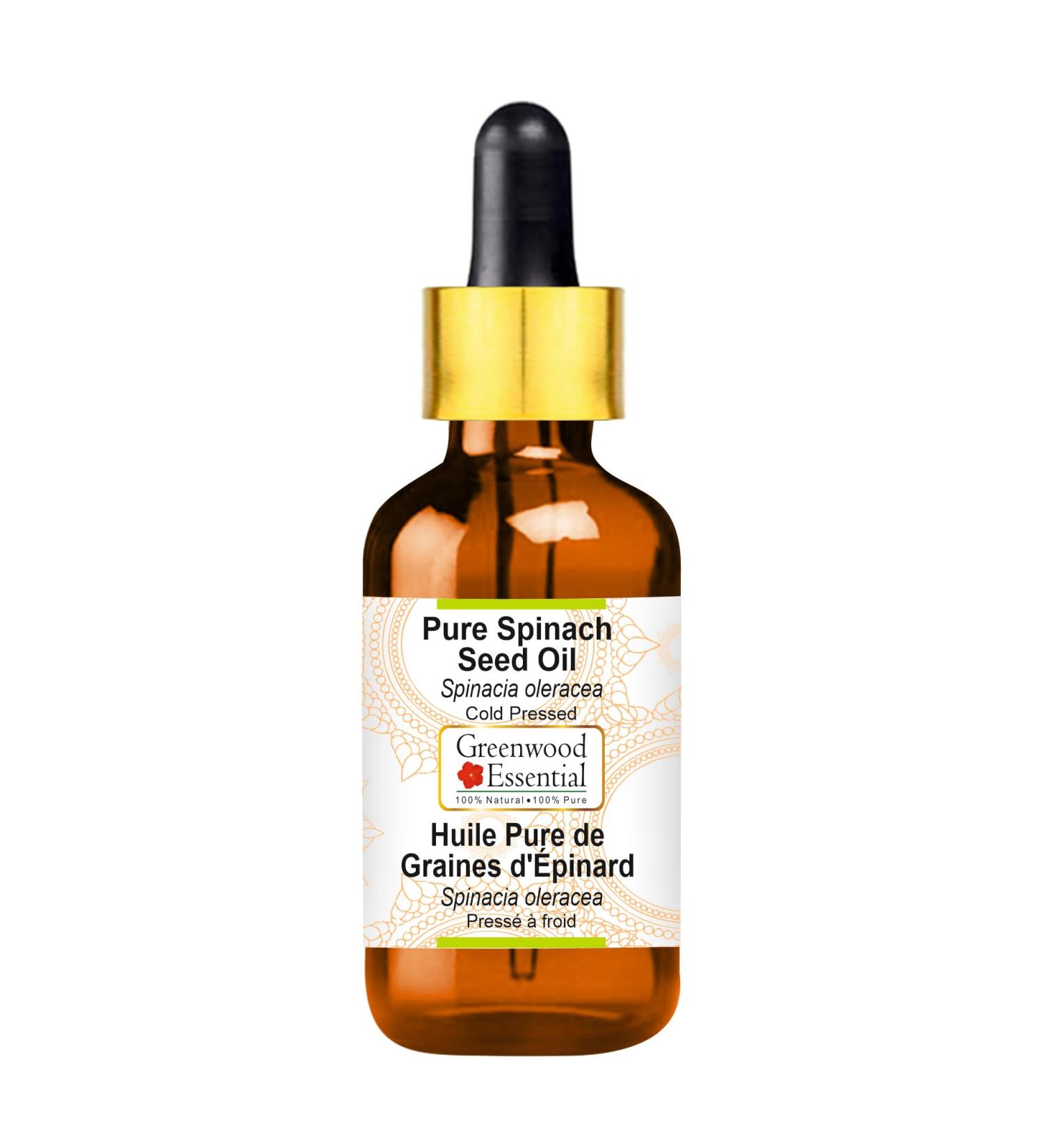 Greenwood Essential Pure Spinach Seed Oil 30ml - 100% Natural Cold-Pressed with Glass Dropper | Therapeutic Quality Spinacia Oleracea - Buy Online on GoSupps.com