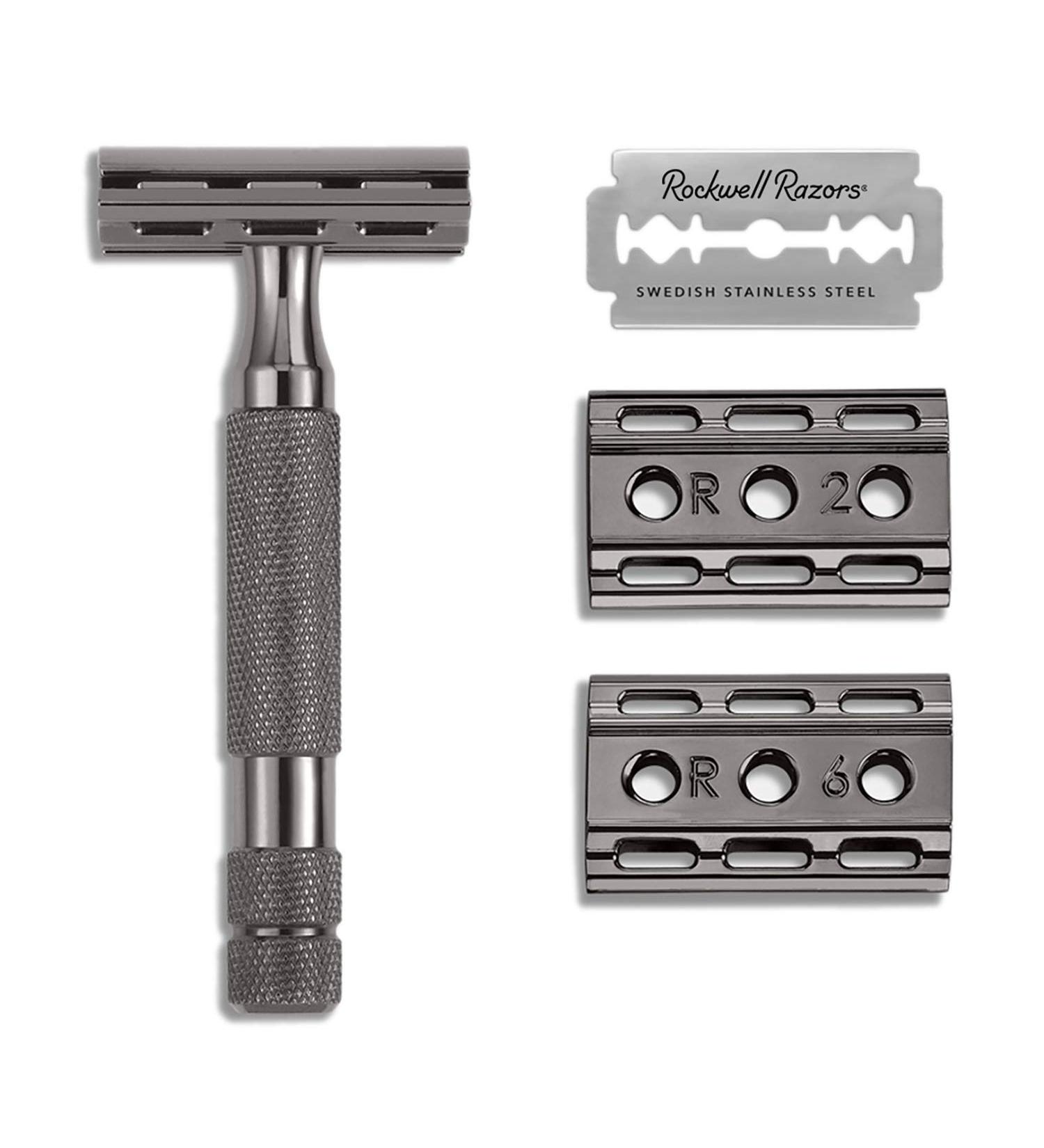 Rockwell Razors 6C Gunmetal Chrome Double-Edge Safety Razor | 6 Adjustable Settings | Includes 5 Blades - Buy Online on GoSupps.com