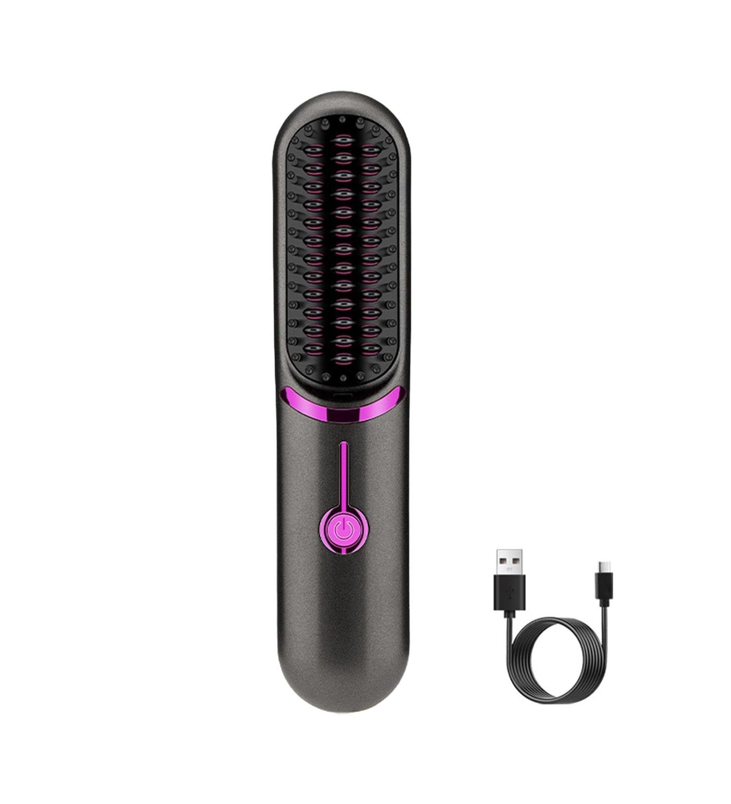 Ultimate Cordless Electric Hair Brush - 35W Anti-Frizz Straightener with 3 Temp Settings | Portable & Rechargeable Hair Pro for Women - Gray - Buy Online on GoSupps.com