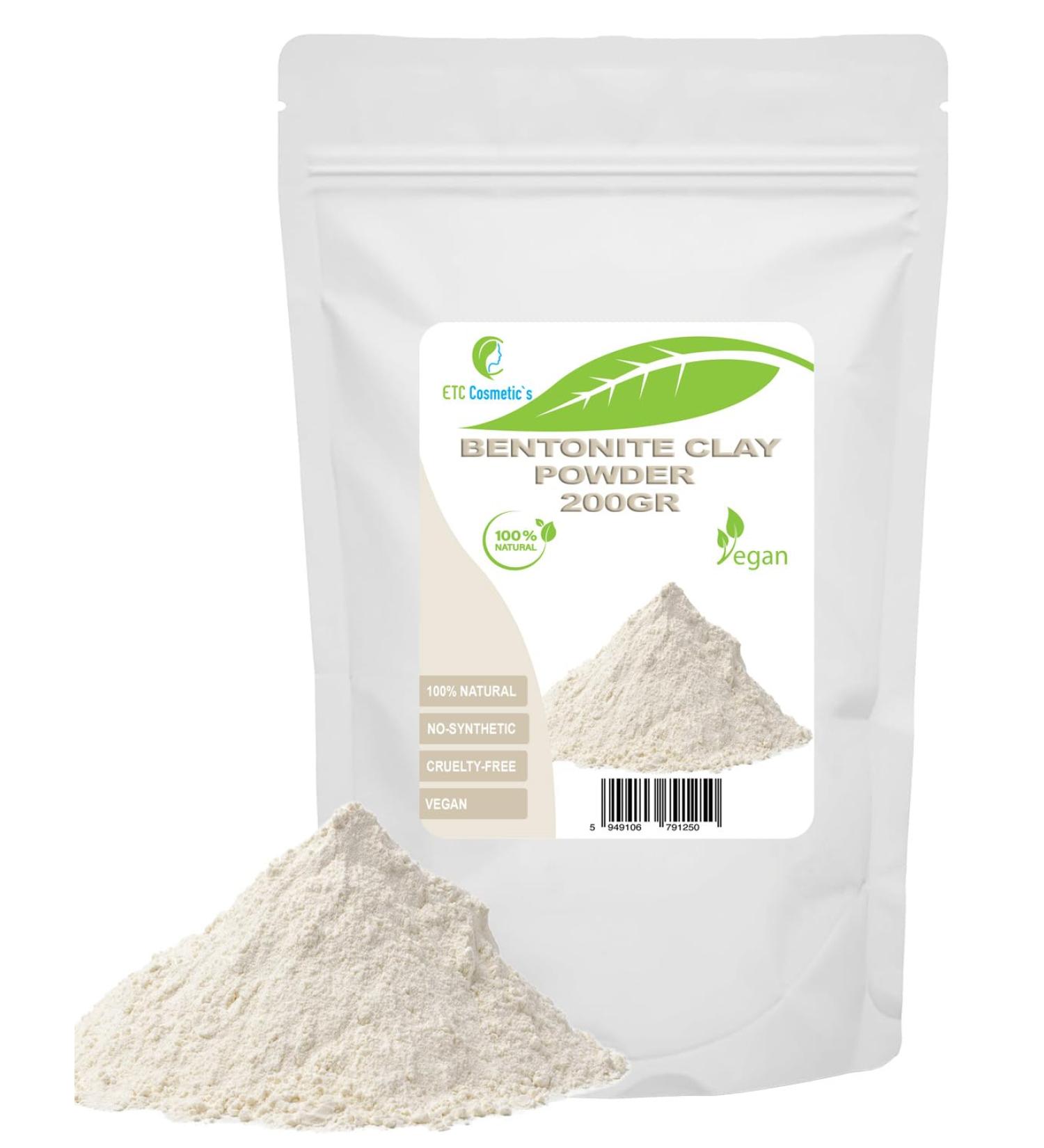 ETC Cosmetic s Bentonite clay powder - 200g - Face masks body masks hair masks peels and scrubs