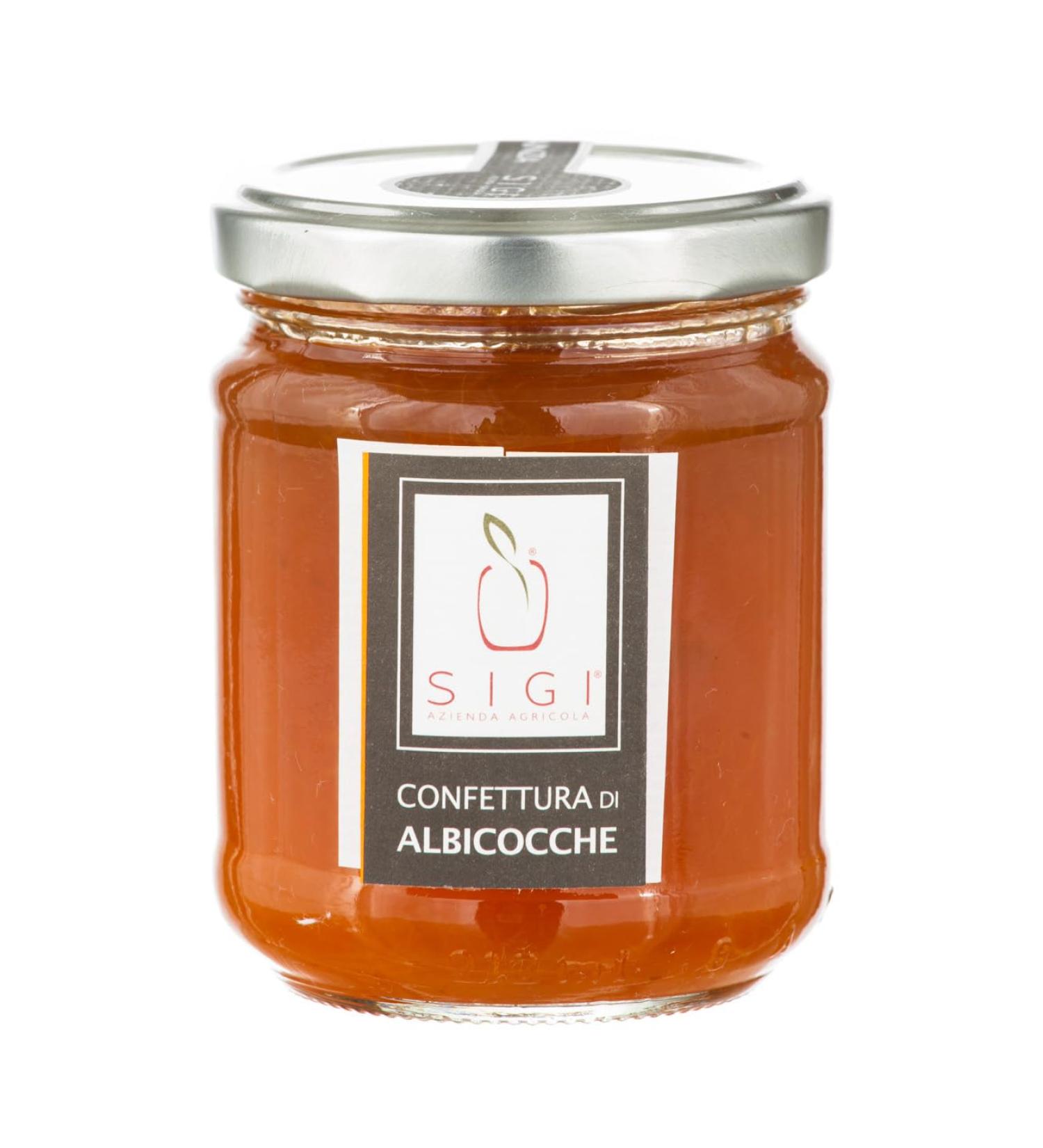 SIGI Azienda Agricola APRICOT Jam | Free of Food Dyes Preservatives and Additives | 100% Artisanal and Natural | Handmade and Made in Italy | Jar 220gr.