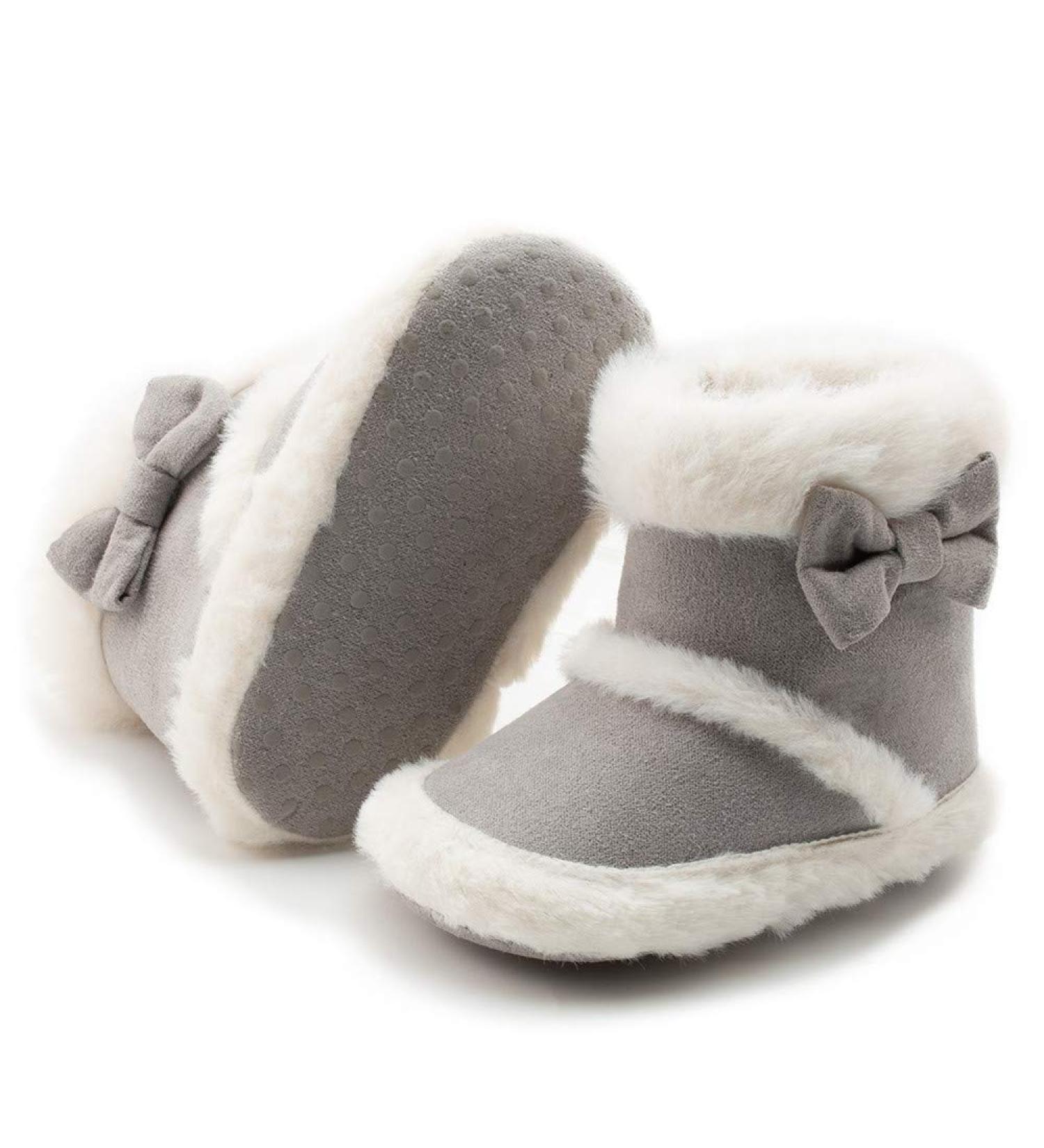 Sonsage Infant Baby Snow Boots | Soft Anti-Skid Sole Winter Booties | 6-12 Months | Grey - Buy Online on GoSupps.com