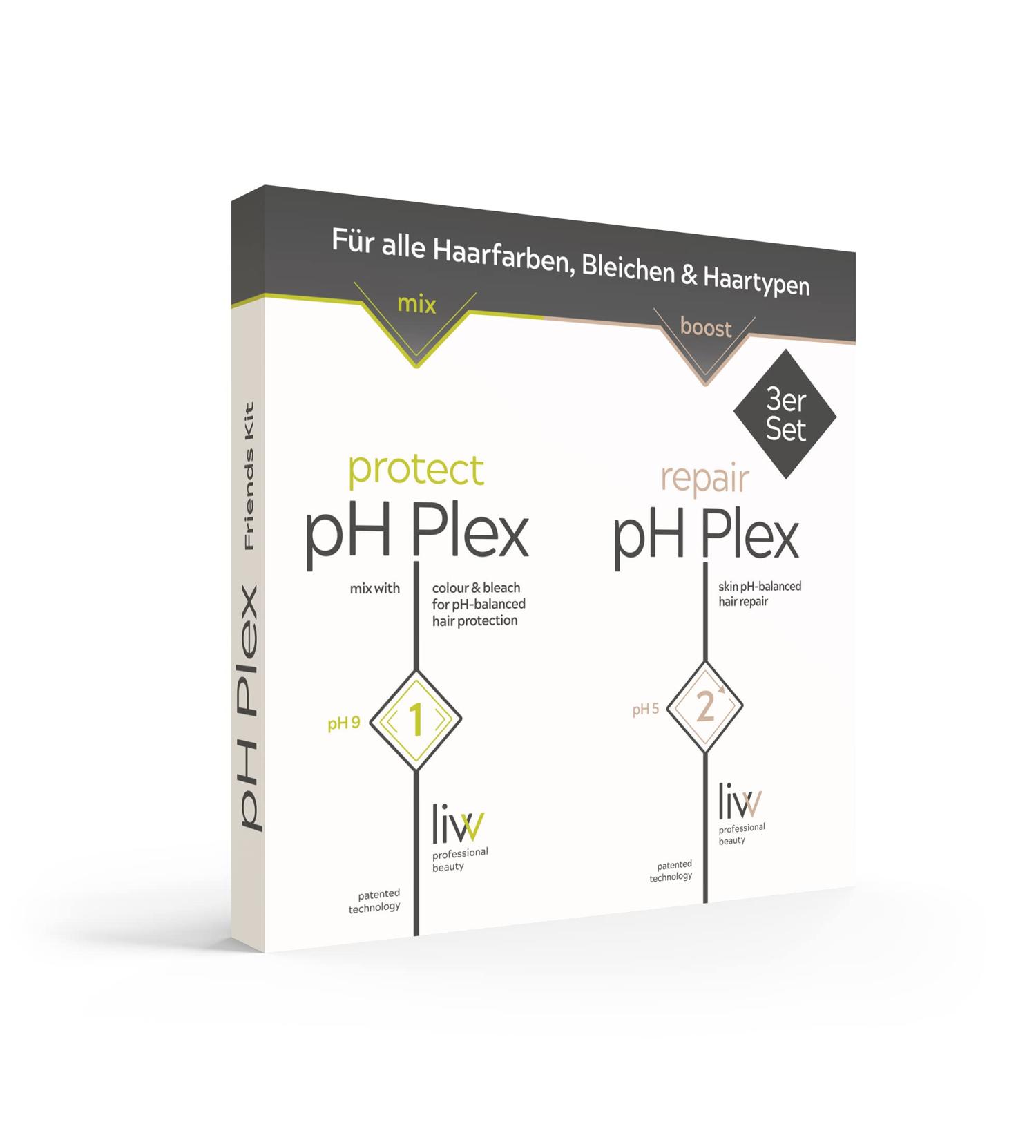 pH Plex 1 Protect & 2 Repair - Friends Kit for Protection & Repair Colouring Discolouring and Bleaching Repairs Damaged Hair For All Hair Types For Optimal Hair Feeling 3 x pH Plex 1 + 2 1 count (Pack of 1) - Buy Online on GoSupps.com