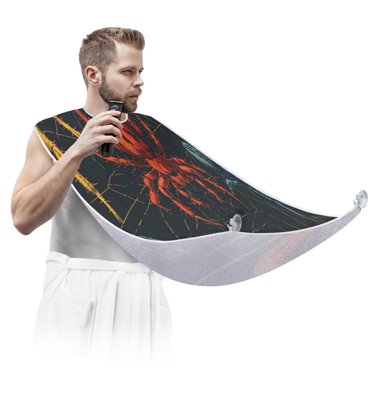 Colorful Beard Bib Apron - Men's Shaving Hair Catcher | Perfect Father's Day Gift with 2 Suction Cups - Buy Online on GoSupps.com