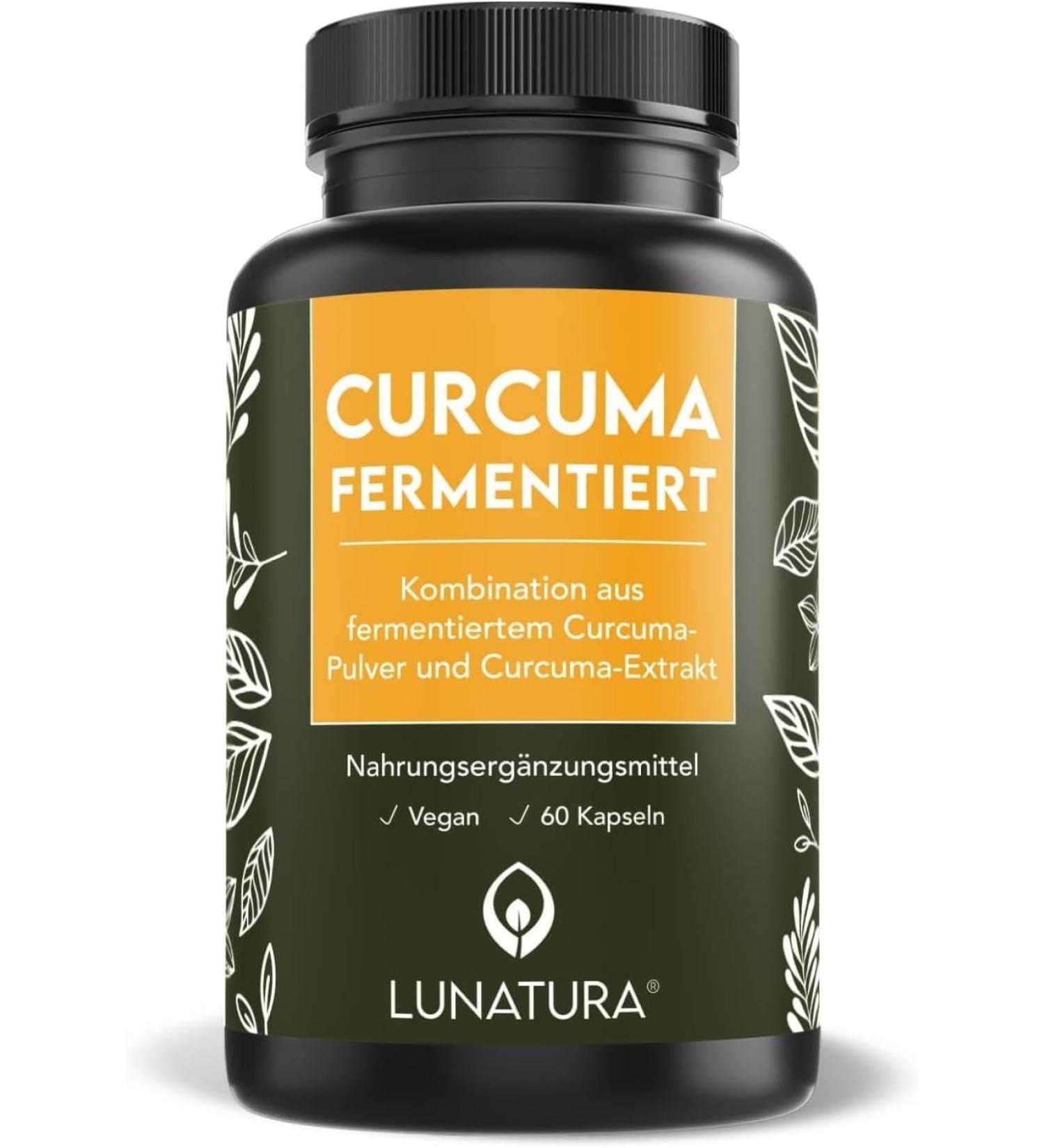 Lunatura Fermented Curcuma Capsules - Natural Curcuma Extract & Powder | 60 Capsules for Enhanced Wellness - Buy Online on GoSupps.com