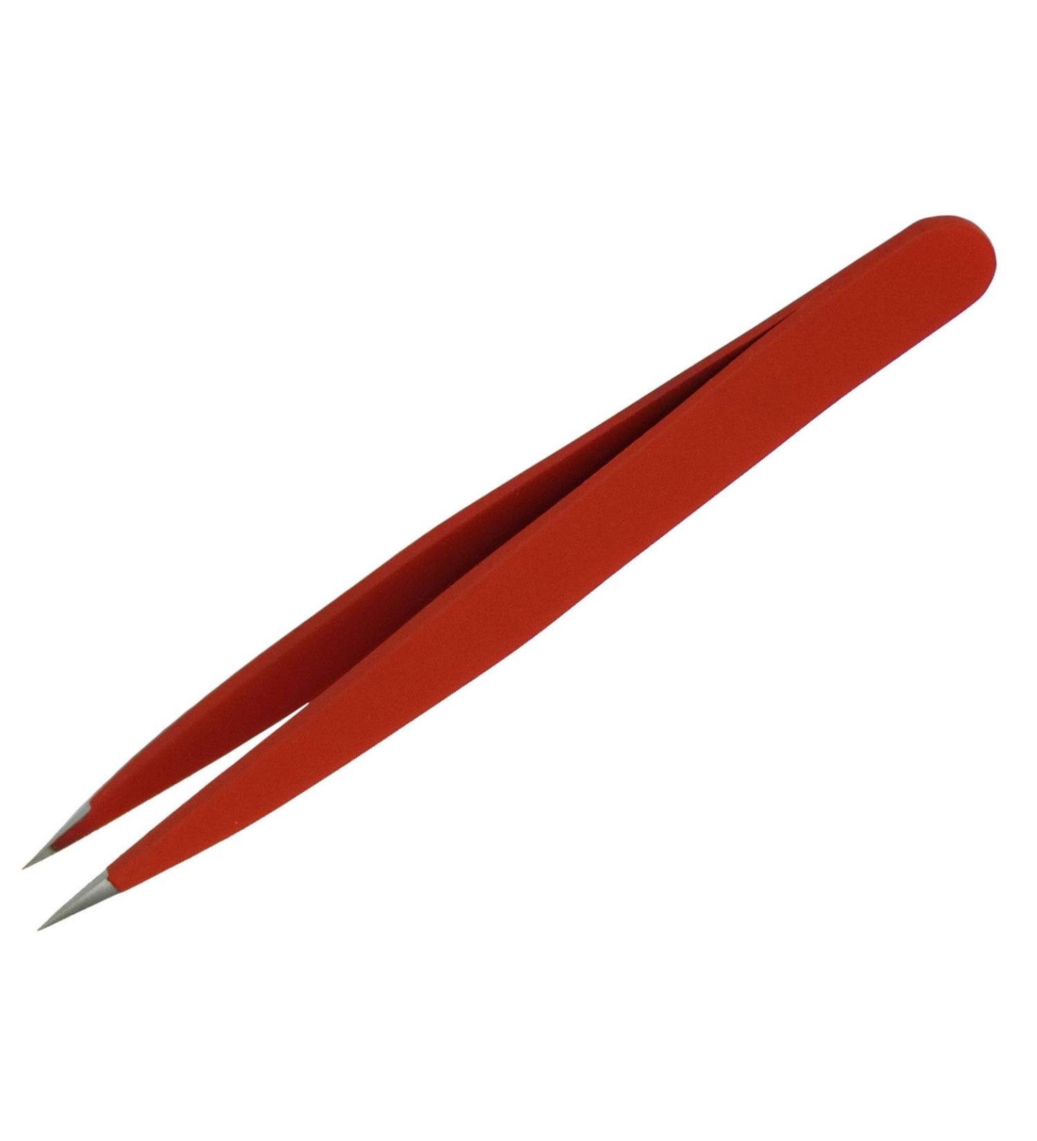 Quality tweezers splinter tweezers 9.5 cm long stainless steel red