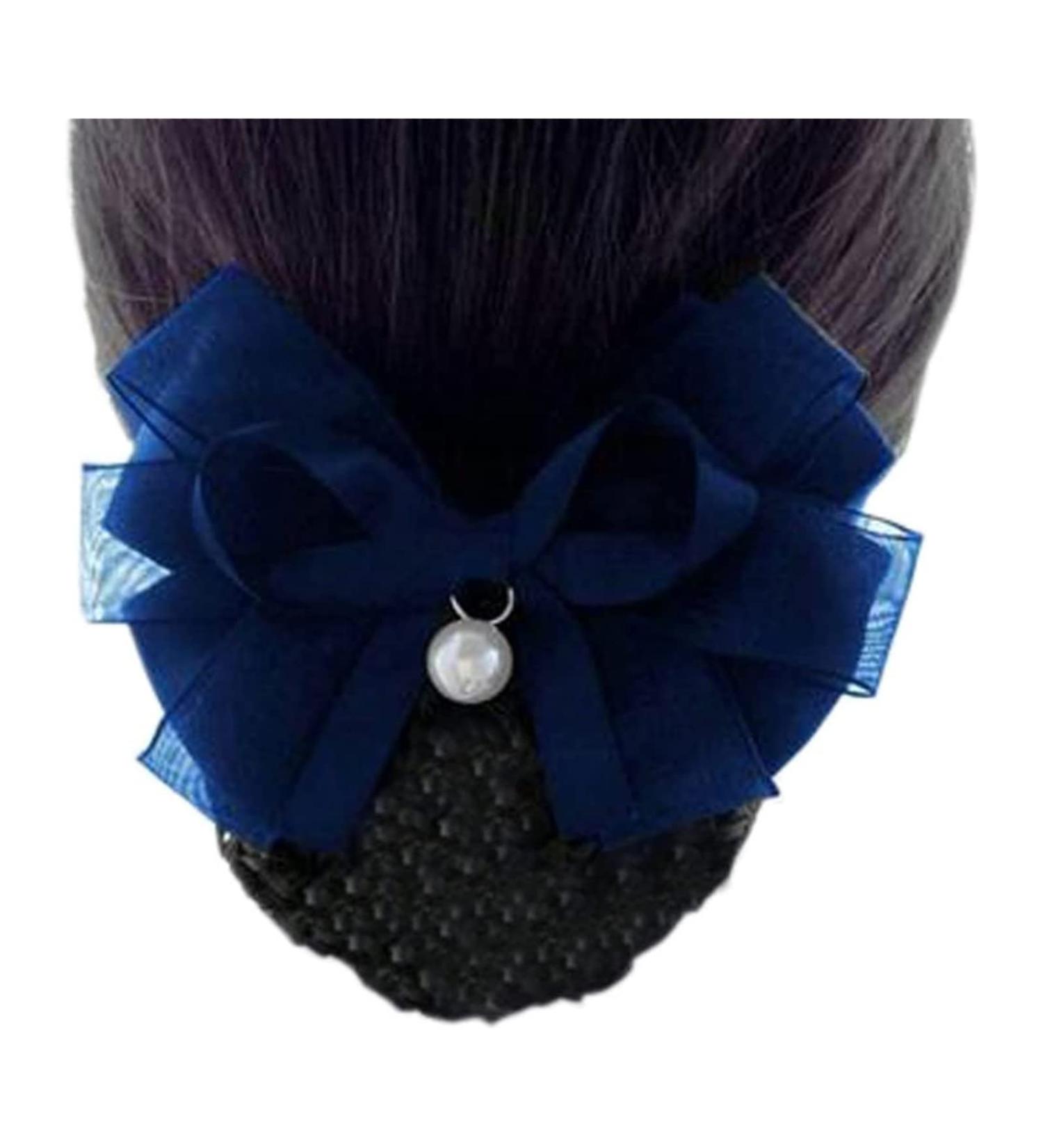 Bowknot Snood Net Net Hair Clip Net Hair Clip Barrette Hairnet Elastic Bun Headdress Hair Snood Net Barrette Clip Blue K15