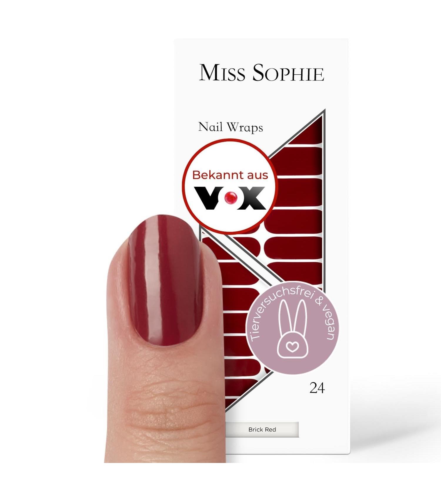 Shop Miss Sophie Nagel Brick Red Nail Wraps | Ultra-Thin Long-Lasting Self-Adhesive Foils - 24 Pack - Buy Online on GoSupps.com