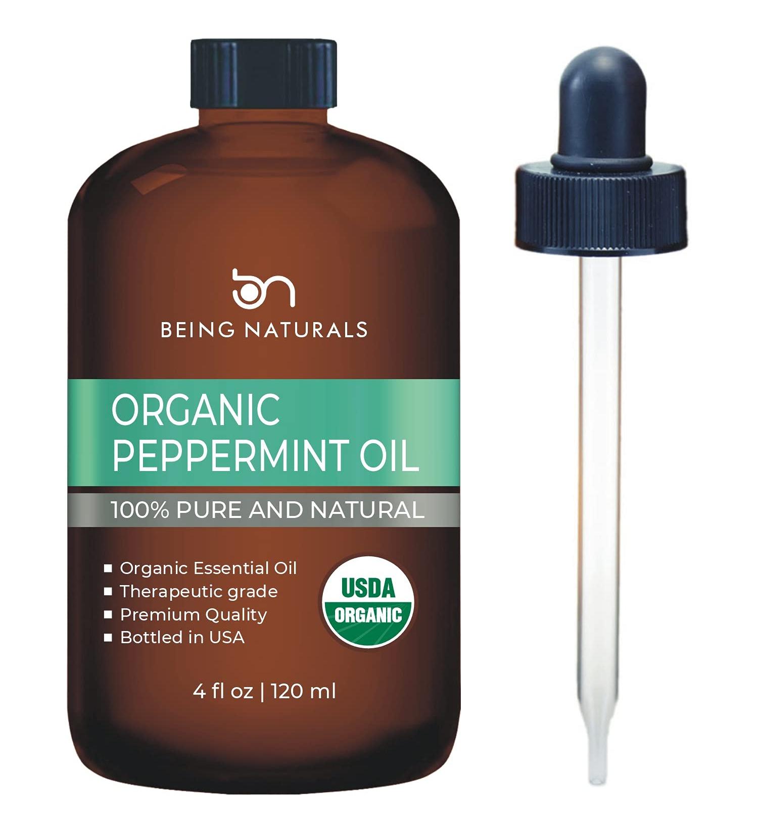 100% Pure Organic Peppermint Essential Oil - 4 FL OZ with Glass Dropper - Premium Natural Oil - Buy Online on GoSupps.com