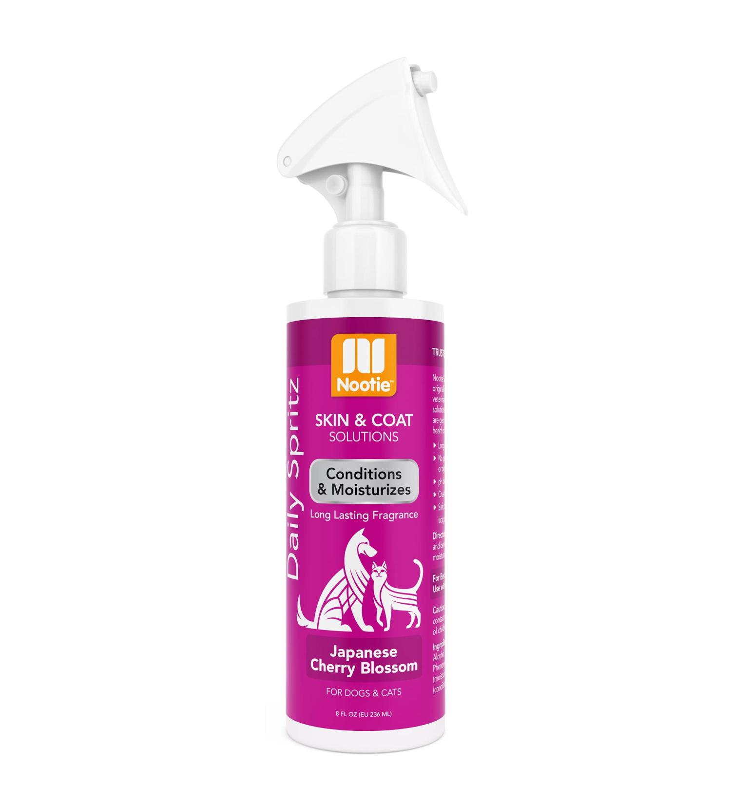 Nootie Daily Spritz Pet Conditioning Spray - Japanese Cherry Blossom Scent - 8 oz Dog Conditioner for Sensitive Skin - Long Lasting Fragrance - No Parabens, Sulfates, Harsh Chemicals or Dyes - Revitalizes Dry Skin & Coat - Buy Online on GoSupps.com