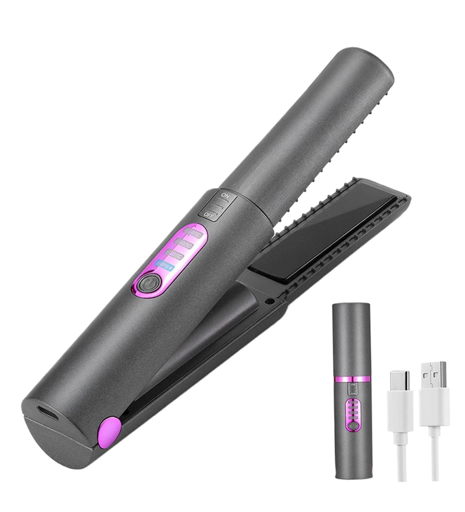 Mini Hair Straightener & Curler 2 in 1 - Cordless Anti-Scald Portable & Fast Heating - Ideal for Travel - Buy Online on GoSupps.com
