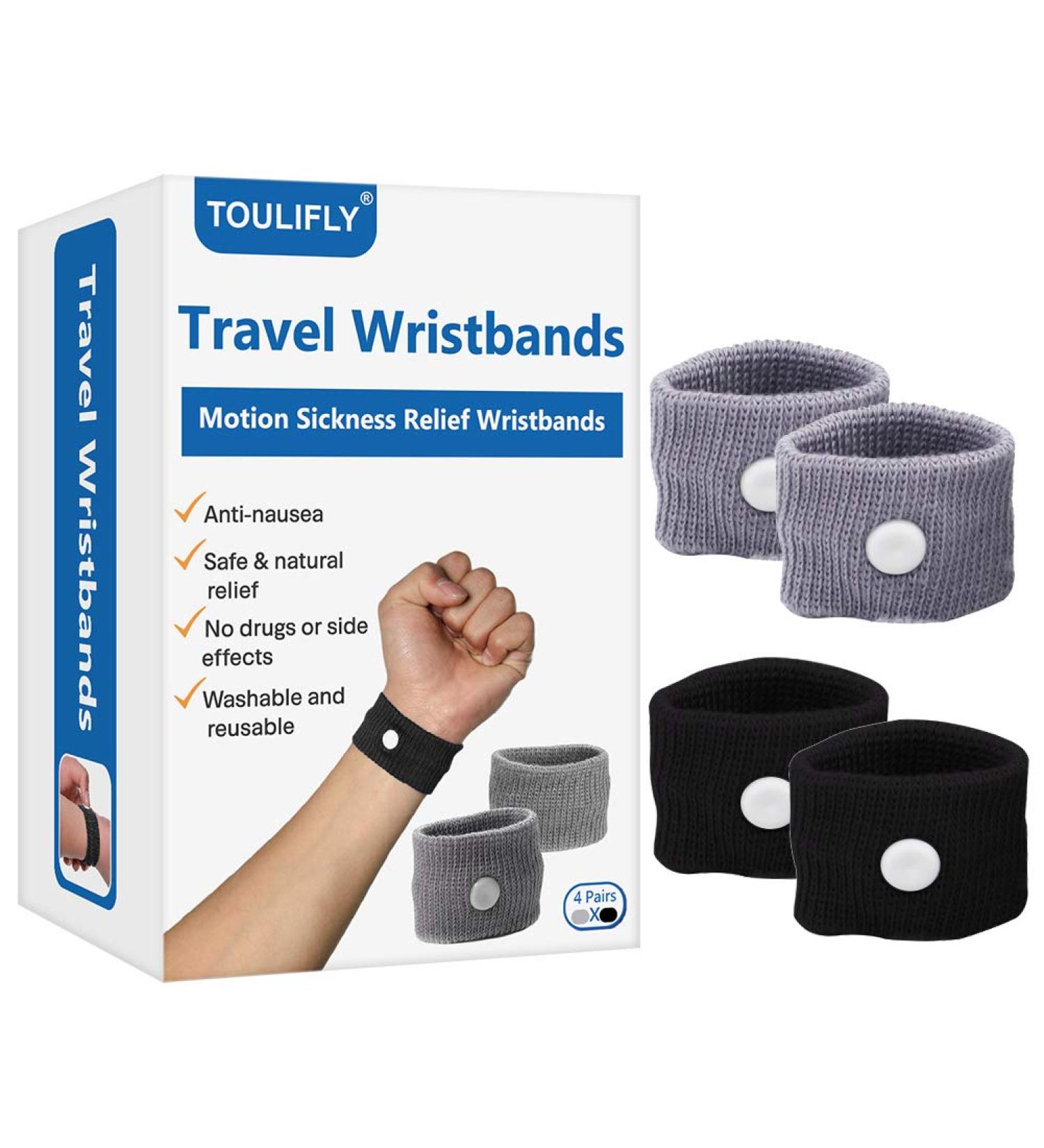 Travel Motion Sickness Relief Wristband for Natural Nausea Relief - Grey/Black - Buy Online on GoSupps.com