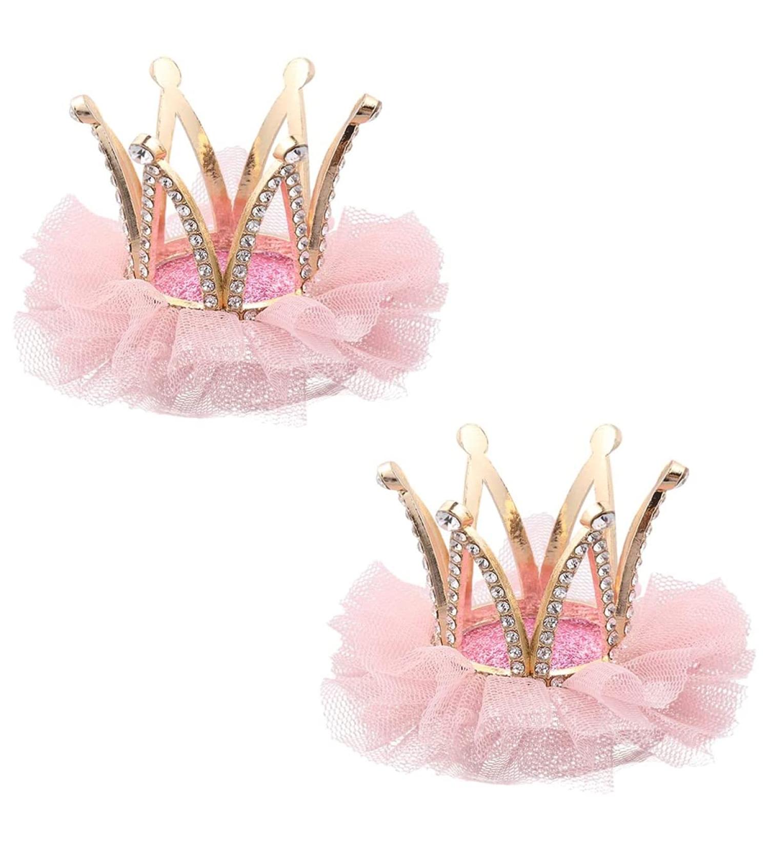 OHAOLYLE 2 Pcs Crown Hair Clips - Princess Style Hair Accessory for Girls - Pink - Buy Online on GoSupps.com