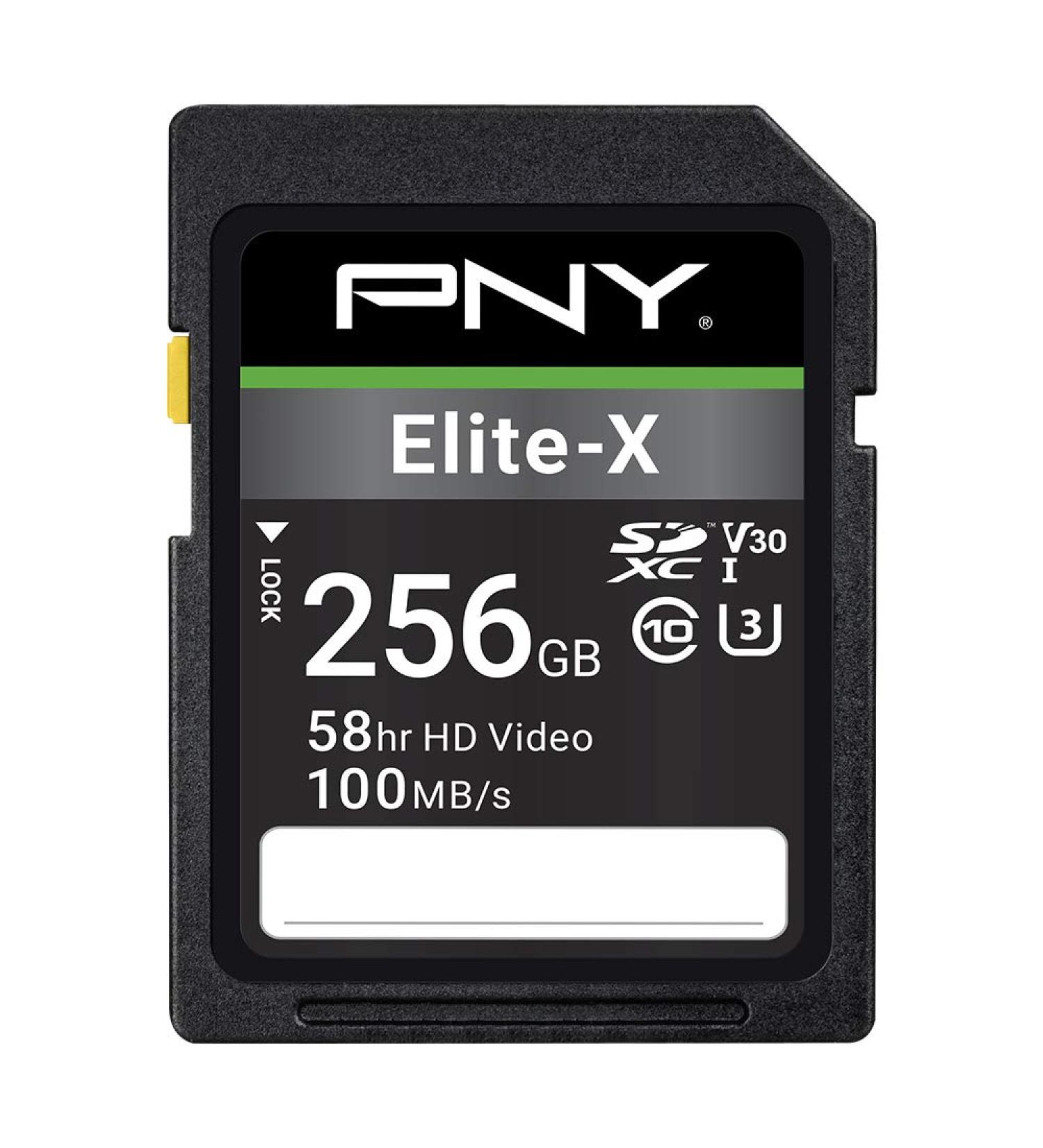 PNY 256GB Elite-X Class 10 U3 V30 SDXC Memory Card - 100MB/s, 4K UHD & Full HD, UHS-I, Full Size SD - Buy Online on GoSupps.com