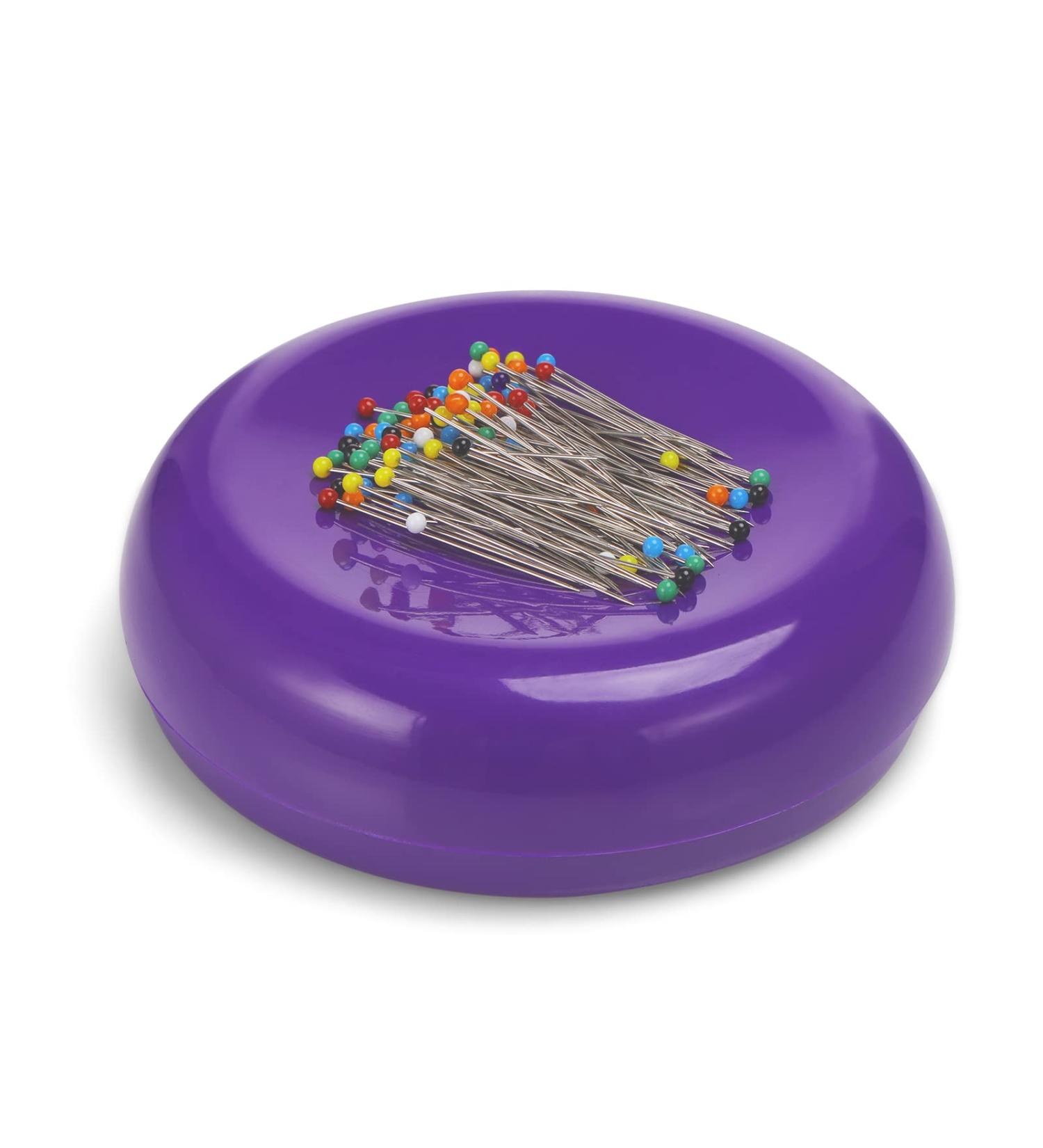 Dolstar Magnetic Pin Cushion with 100 Plastic Head Pins - Purple | Sewing Quilting Magnetic Pins Holder - Buy Online on GoSupps.com