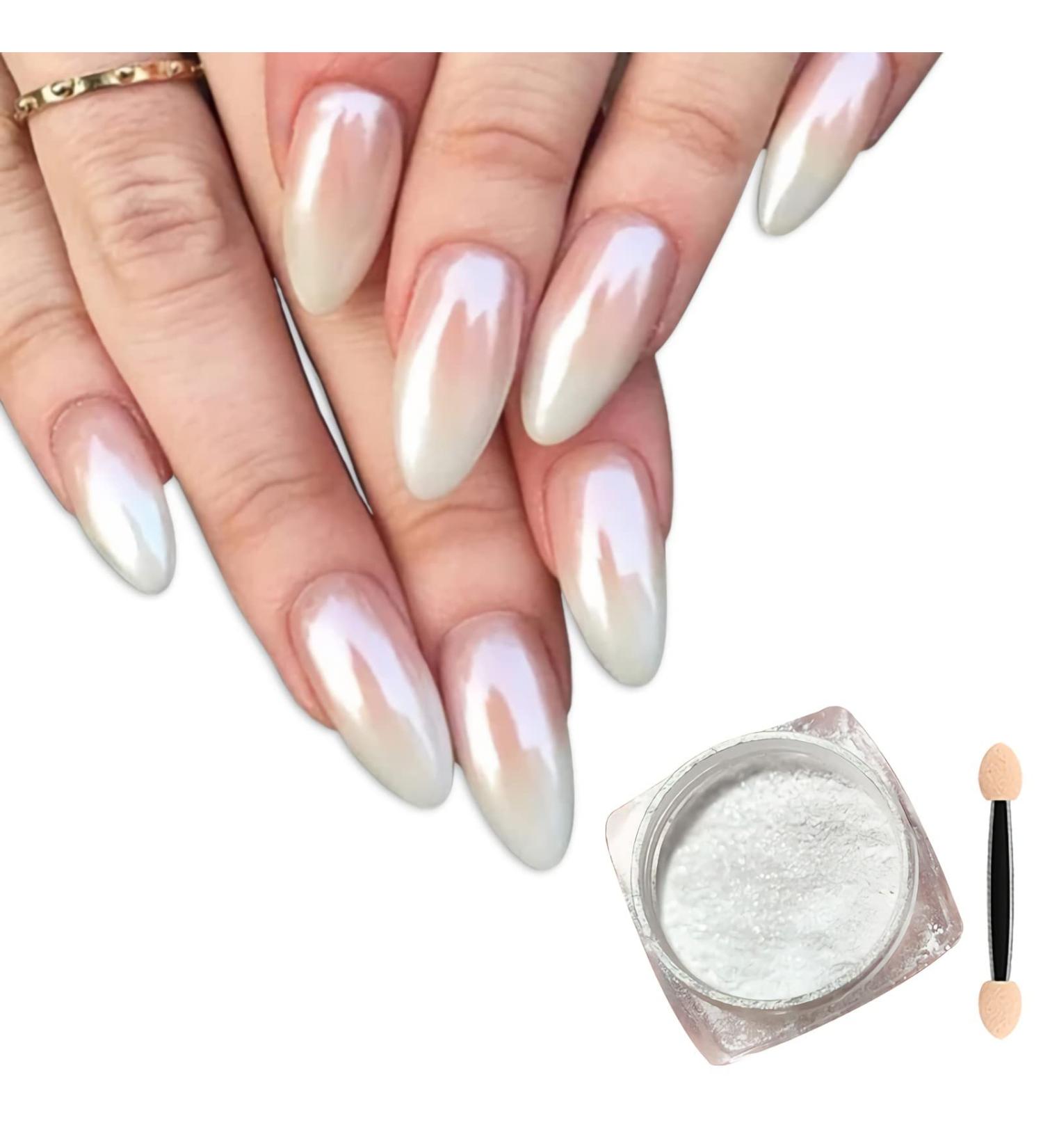 White Pearl Chrome Nail Powder - Shiny & Fine Glitter for Long-lasting Nail Art Decorations - Buy Online on GoSupps.com