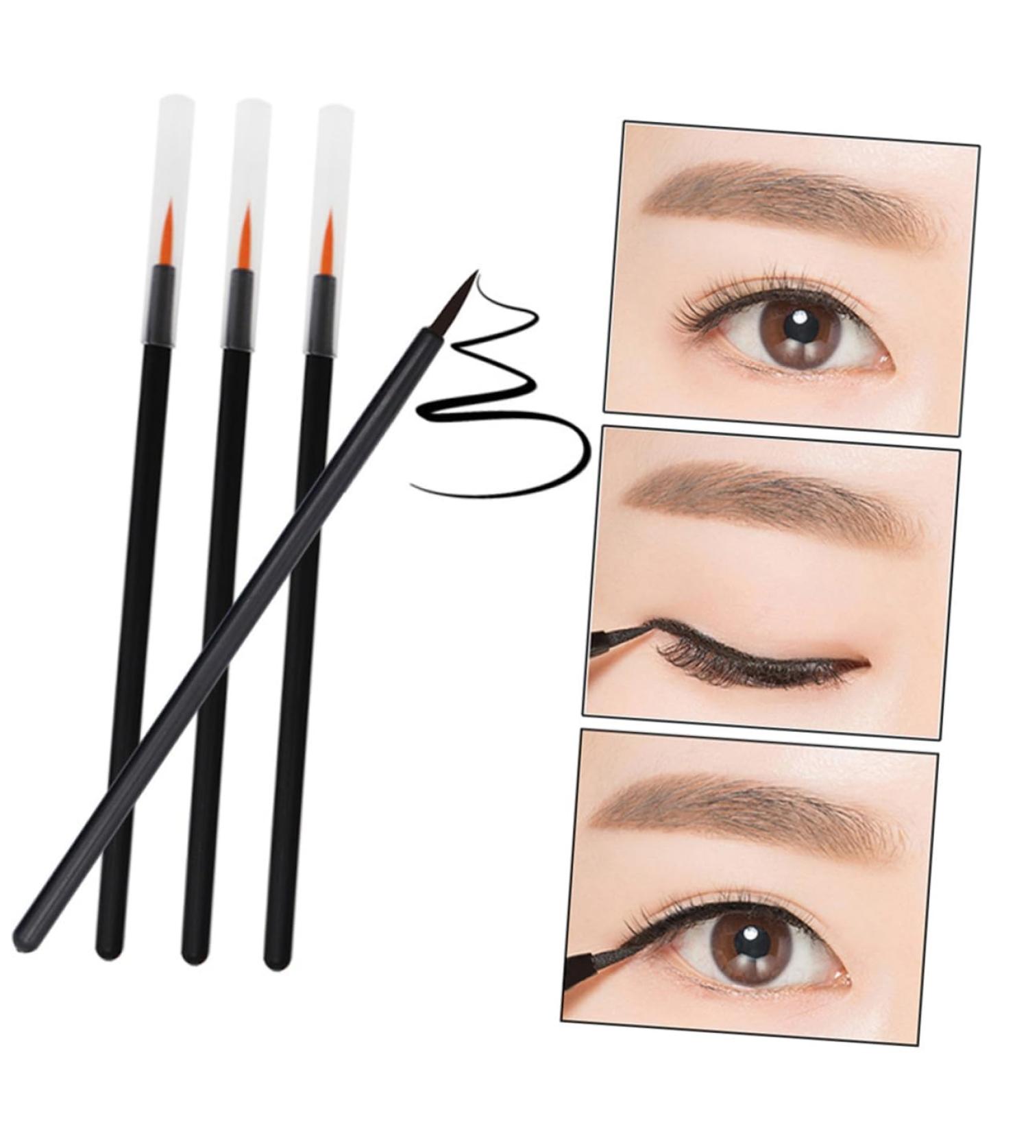 CANIGHT 50pcs Disposable Eyeliner Brush Fine Liner Brush Gel Eyeliner Brush Thin Eyeliner Brush Black - Buy Online on GoSupps.com