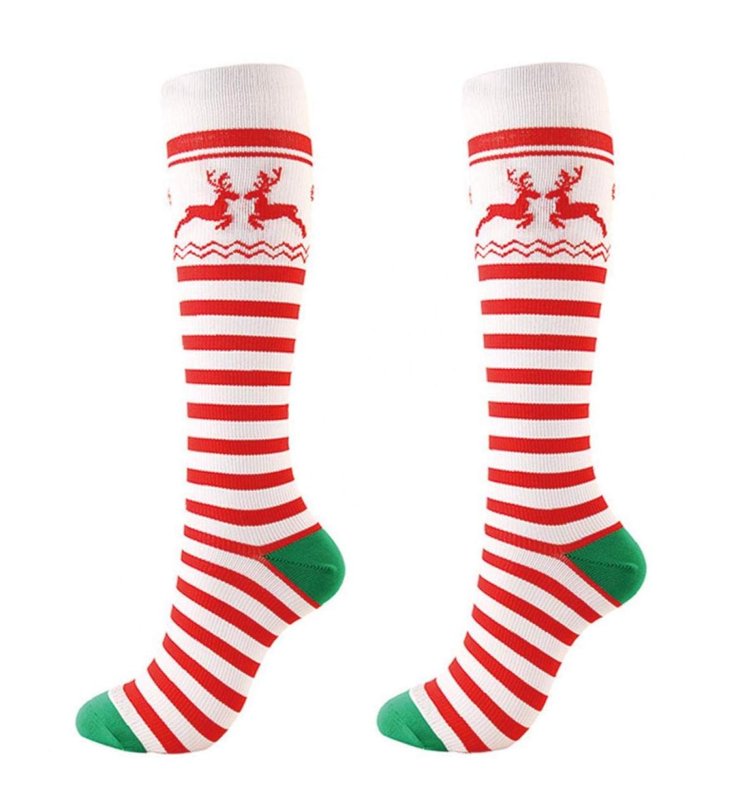 Christmas Multi-Colored Compression Knee Socks for Pregnant Nurses | Best for Edema Relief | Shop Internationally - Buy Online on GoSupps.com