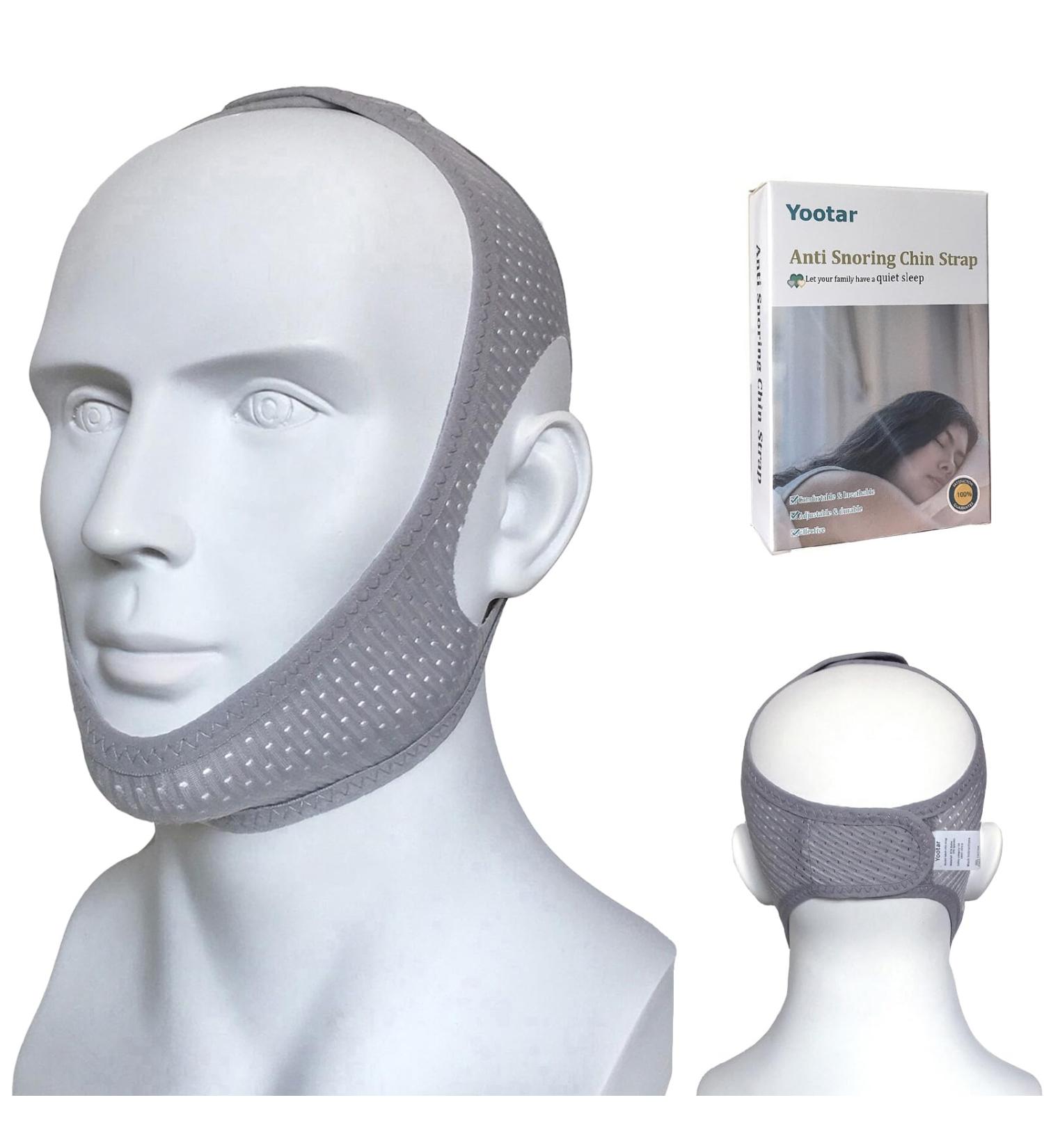 Upgraded Grey Anti-Snoring Chin Strap for CPAP Users - Adjustable & Comfortable Chin Strap to Prevent Snoring - Medium Size - Buy Online on GoSupps.com