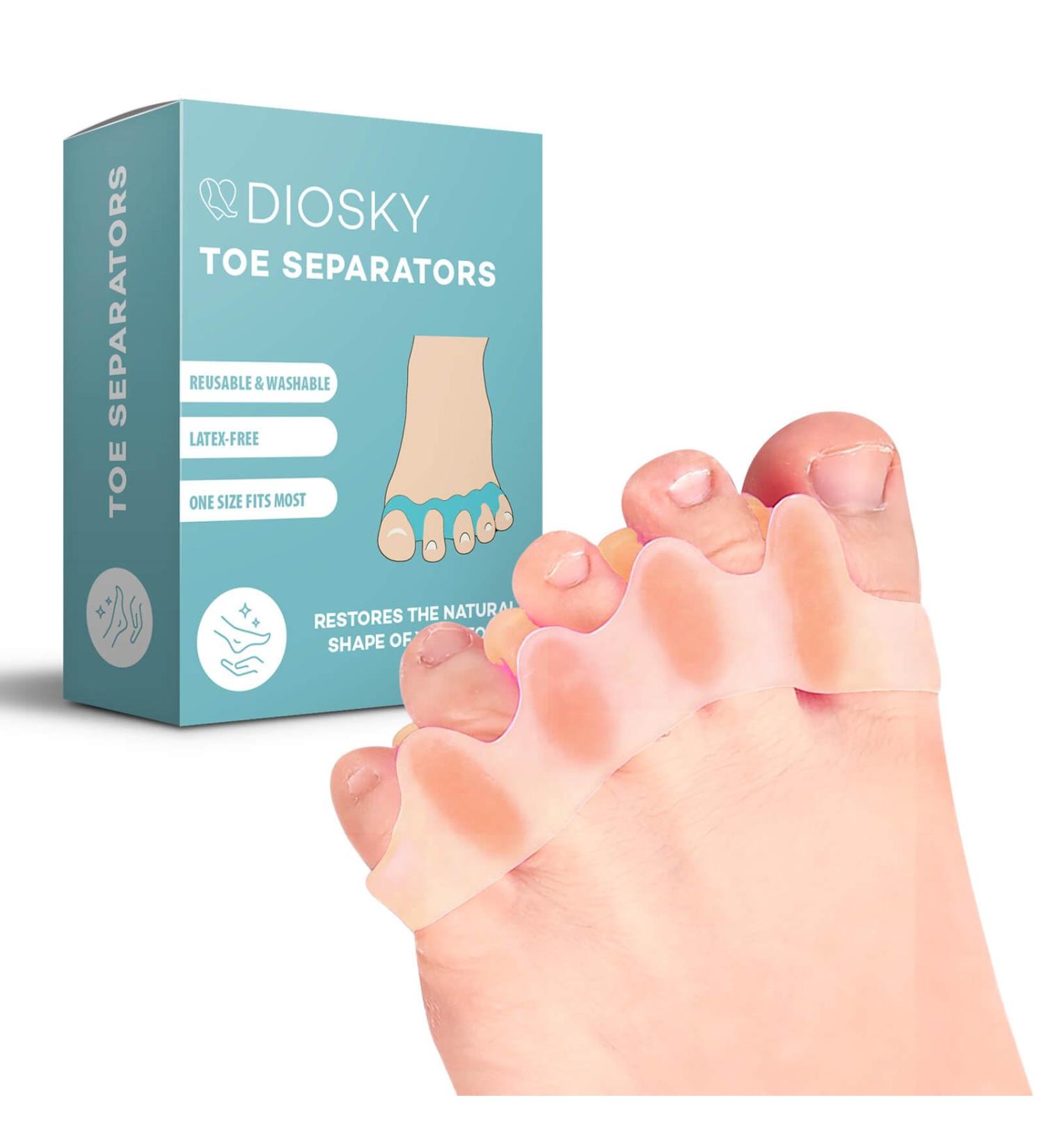 Toe Separators for Women & Men | 2 Pairs Bunion Corrector Silicone Straighteners | Comfortable Toe Spacers for Curled Toes - Ideal for Bunion Relief (Beige - Buy Online on GoSupps.com