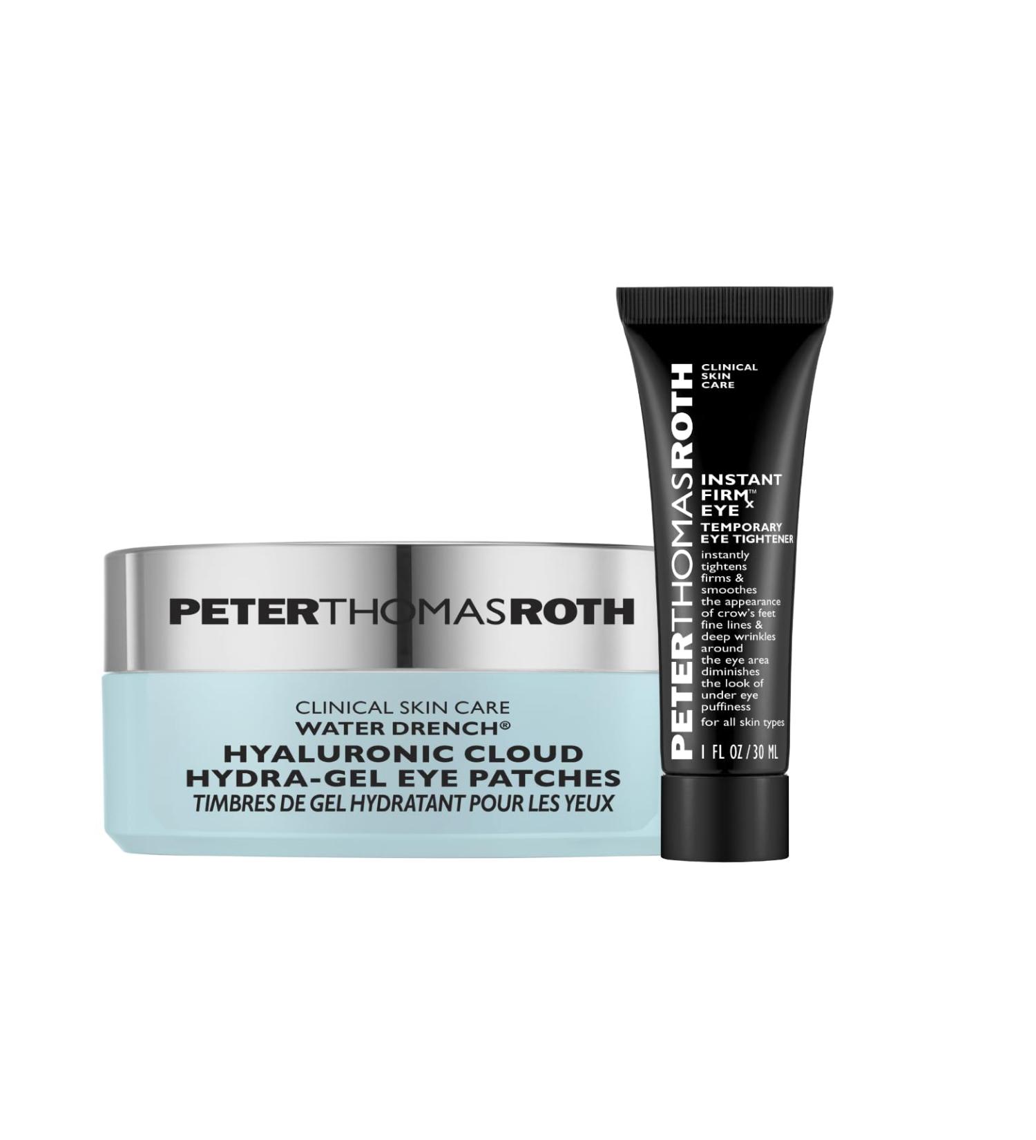 Peter Thomas Roth Water Drench Hyaluronic Eye Patch & Instant FIRMx Eye Tightener Hydratation raffermissement et anti- ge pour les cernes les rides et les gonflements - Buy Online on GoSupps.com