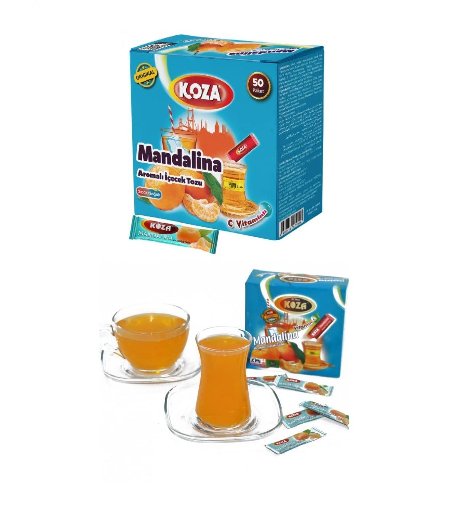 Koza Mandarine Instant Beverage Powder Sticks - 50 Pack | Hot & Cold Drink Mix | Turkish Tea & Iced Tea | Fruit Tea | Tangerine Flavor - Buy Online on GoSupps.com