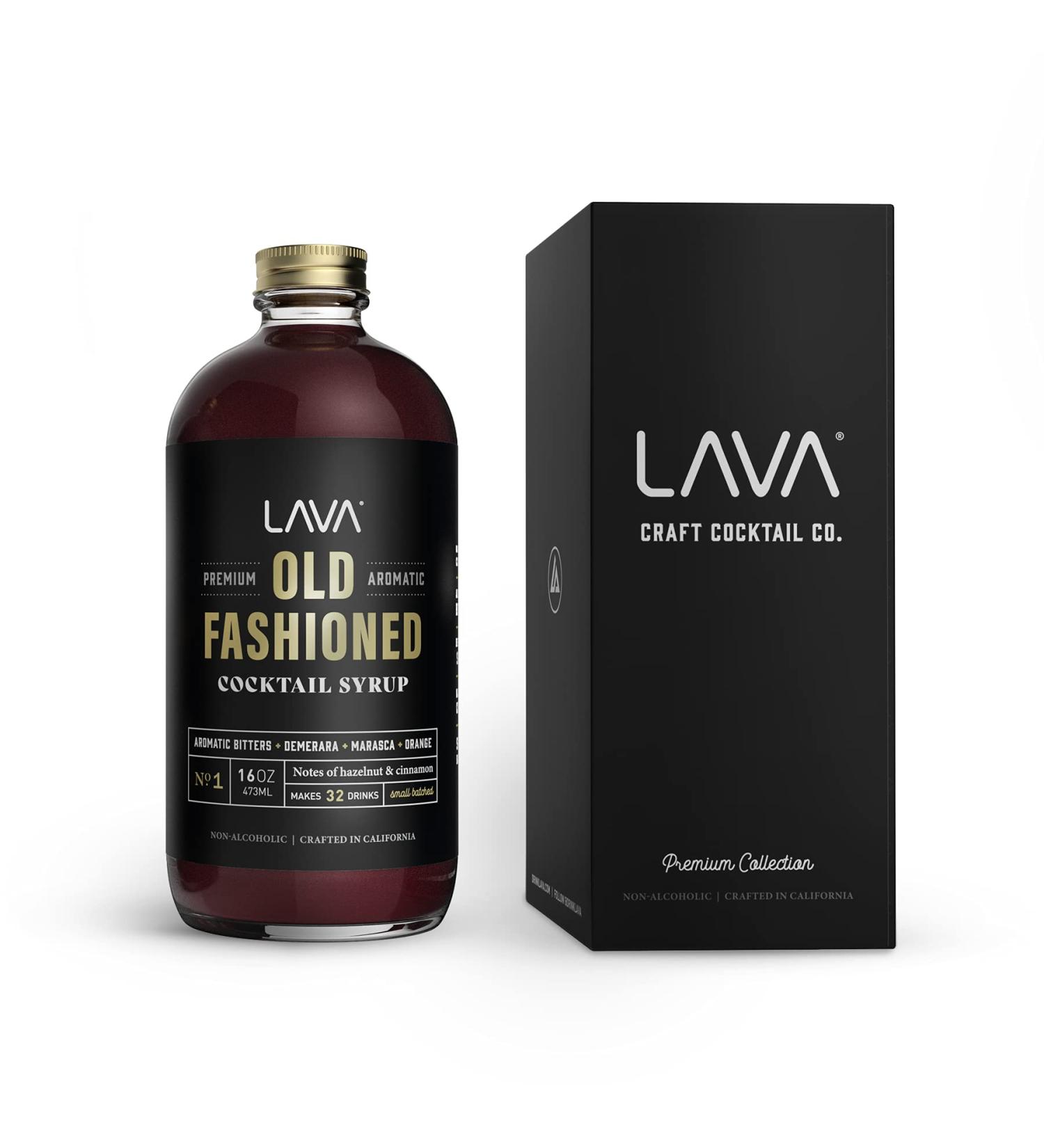 LAVA Premium Aromatic Old Fashioned Cocktail Mixer 16oz - Makes 32 Cocktails - Cocktail Syrup with Aromatic Bitters, Demerara, Marasca Cherry, Orange Zest, Hazelnut, Cinnamon - Just Add Whiskey 16 Fl Oz - Buy Online on GoSupps.com