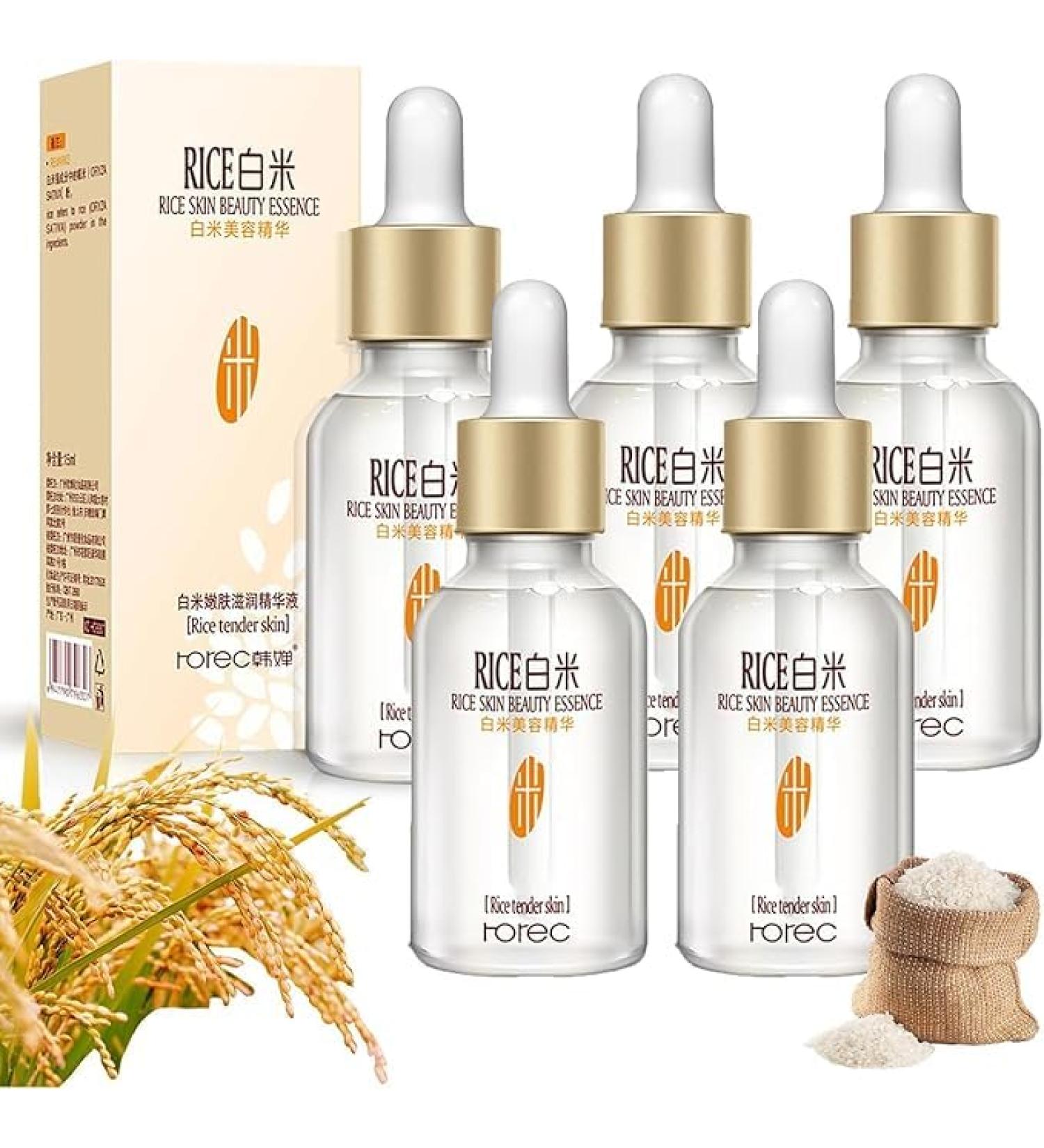  1/2/3/5Pcs Rice Skin Beauty Essence Volcanic Collagen Rice Camy Serum Rice Serum Anti Aging Serum White Rice Serum Volcanic Rice Anti-Wrinkle Lifting Serum Beauty Moisturizing White Rice Essence 15ml (5Count (Pack of 5)) - Buy Online on GoSupps.com