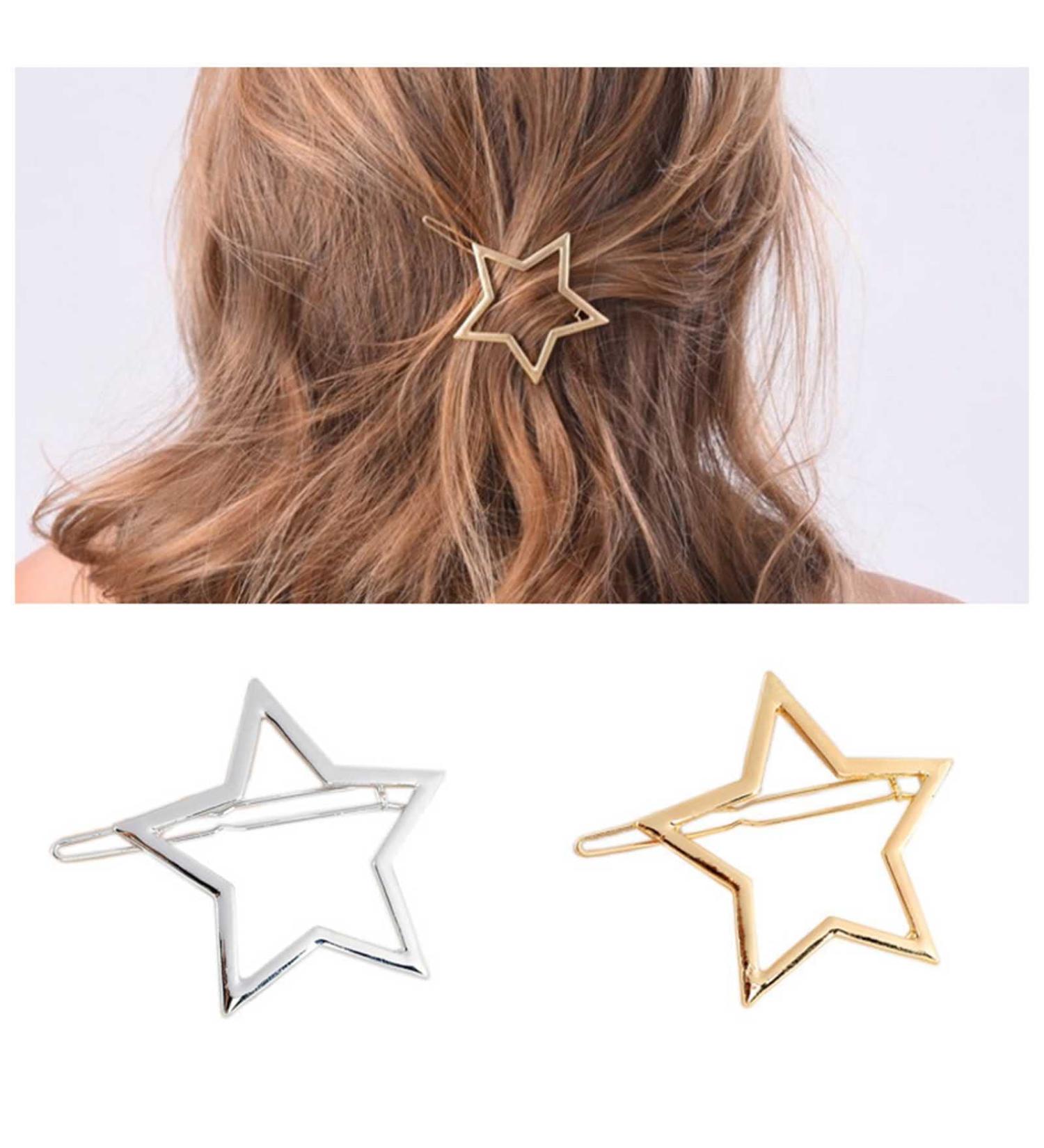 Yheakne Vintage Star Hair Clip - Gold & Silver Decorative Hair Accessories for Women & Girls | Half Bun Holder & Hair Pin - Buy Online on GoSupps.com