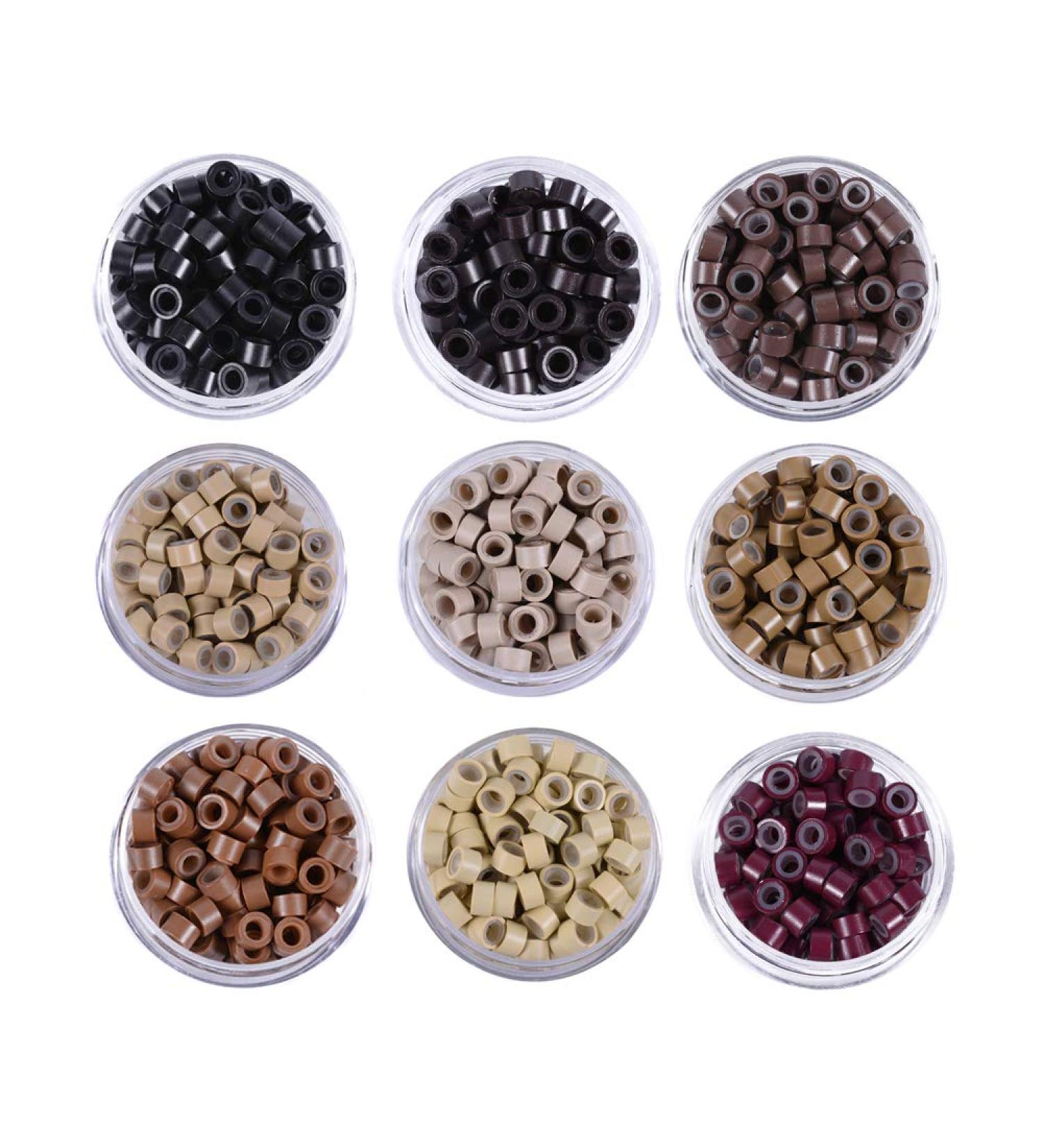 500pcs Silicone Lined Micro Links Rings Beads for Hair Feather Extensions - Black - Buy Online on GoSupps.com