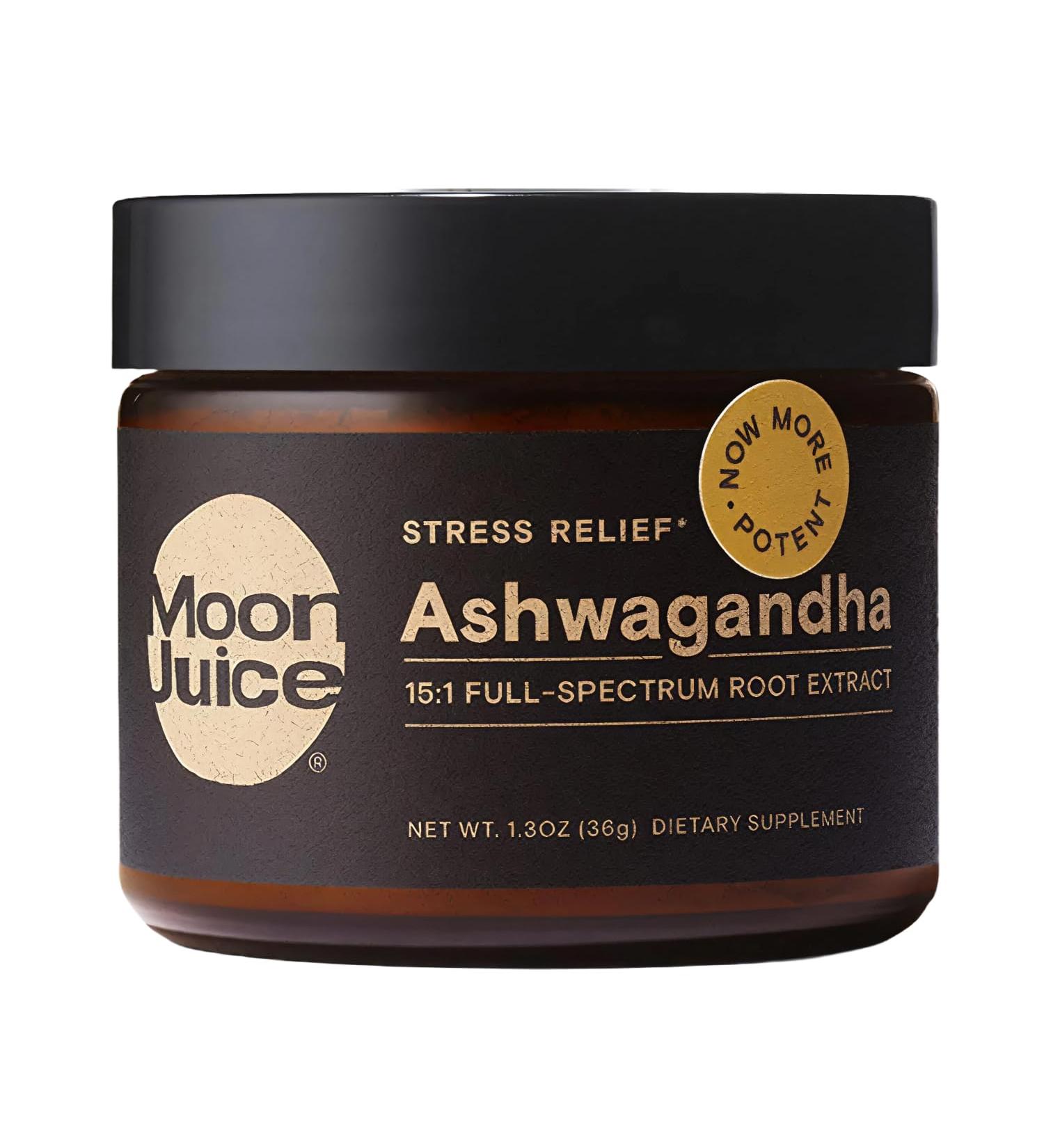 Moon Juice Organic Ashwagandha Supplement - Ashwagandha KSM-66 Root Powder Extract (15:1 Full-Spectrum) for Stress Focus & Mood - Vegan Non-GMO Gluten-Free - 1.3 oz 72 Servings - Buy Online on GoSupps.com