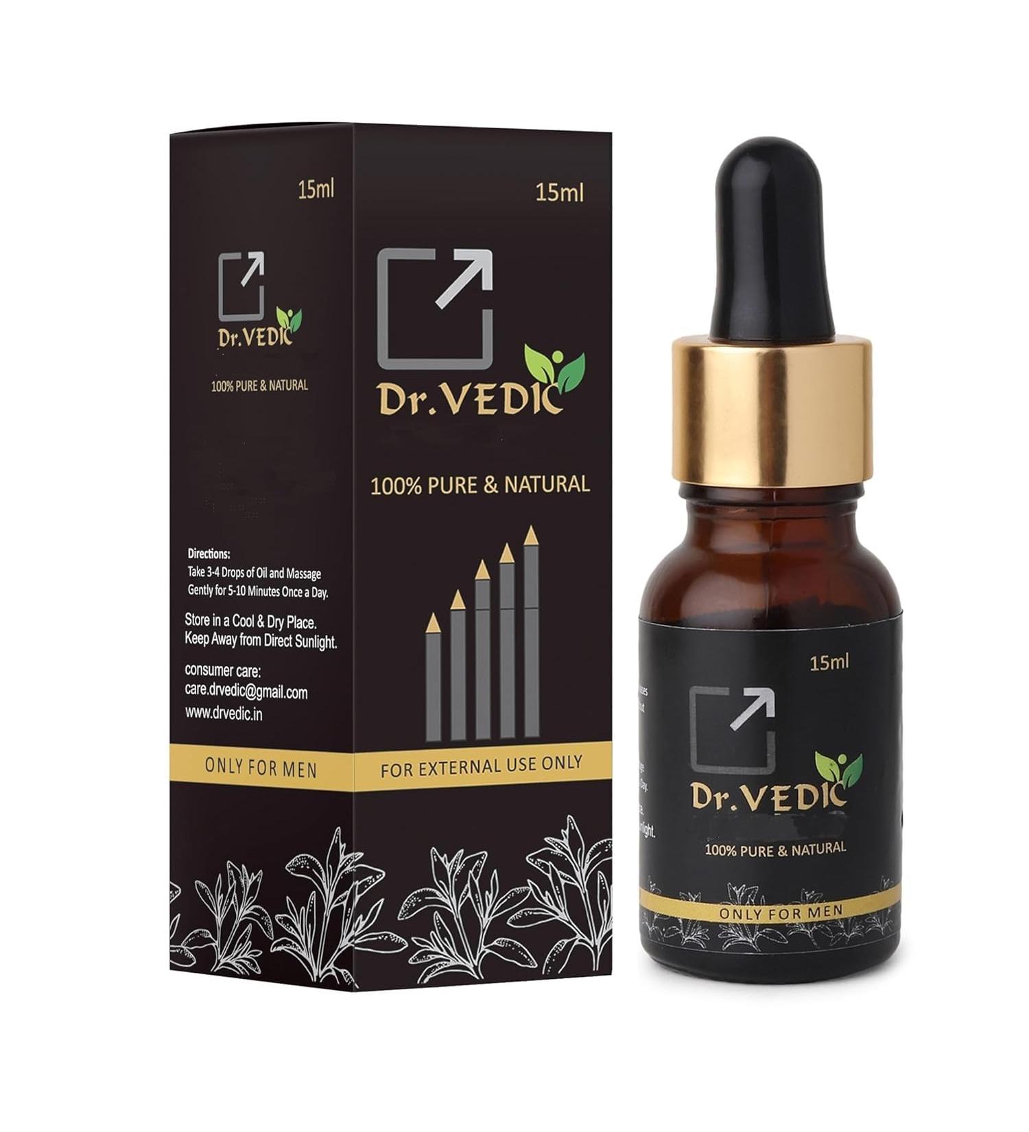 Dr Vedic Men's Ayurvedic Oil Pure & Natural (Black) (15 ml Pack of 1) - Buy Online on GoSupps.com